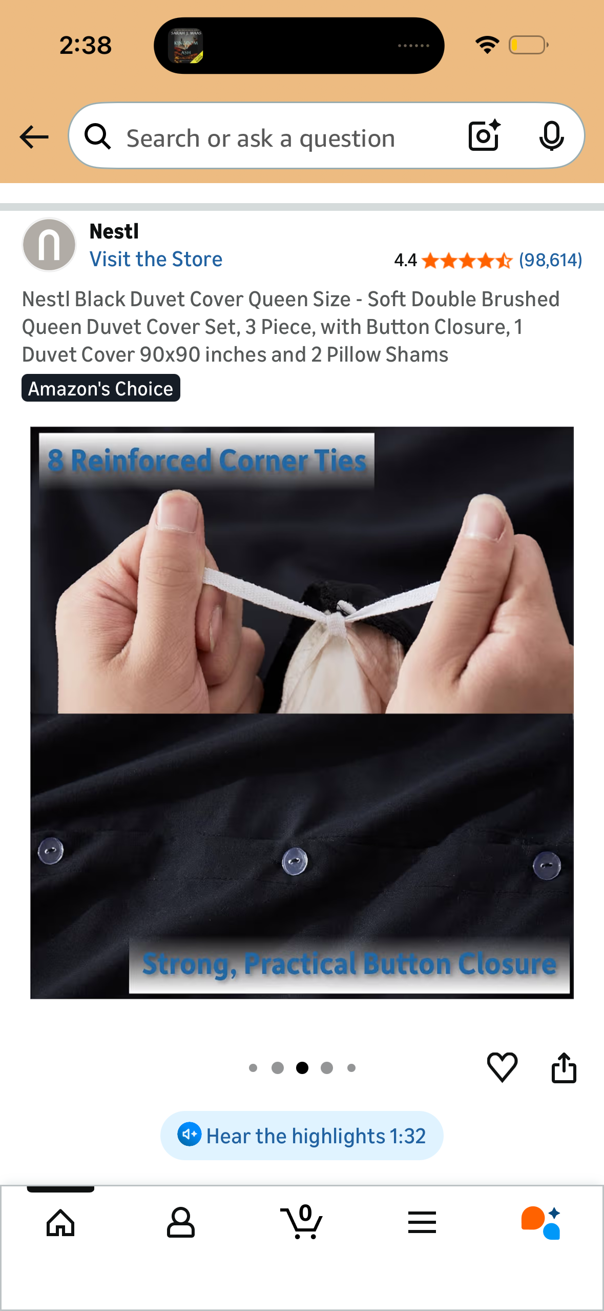 Nestl Black Duvet Cover Queen Size - Soft Double Brushed Queen Duvet Cover Set, 3 Piece, with Button Closure, 1 Duvet Cover 90x90 inches and 2 Pillow Shams (Size Queen Bed)