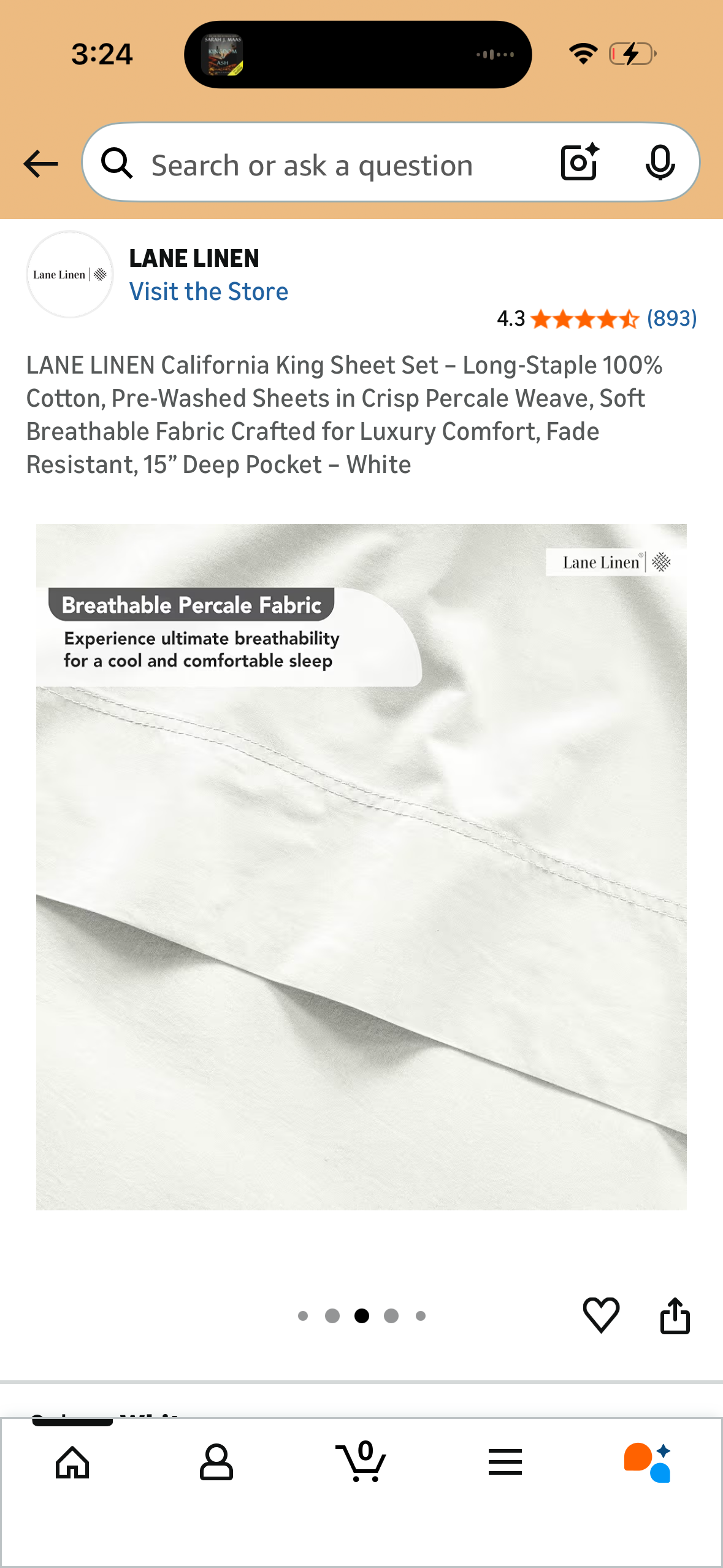 LANE LINEN King Sheet Set – Long-Staple 100% Cotton, Pre-Washed Sheets in Crisp Percale Weave, Soft Breathable Fabric Crafted for Luxury Comfort, Fade Resistant, 15” Deep Pocket – White (Size King Sheet Set)