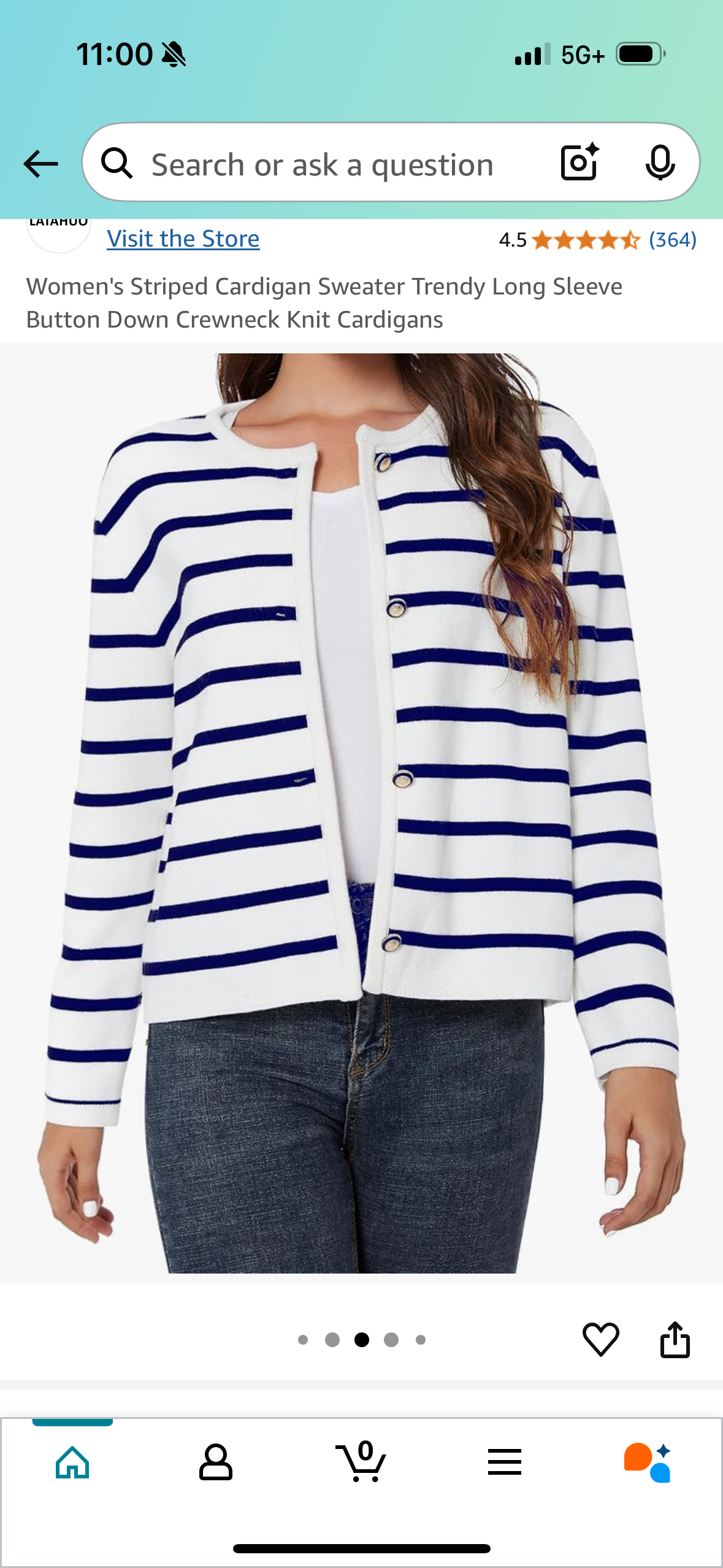 Women's Striped Cardigan Sweater Trendy Long Sleeve Button Down Crewneck Knit Cardigans