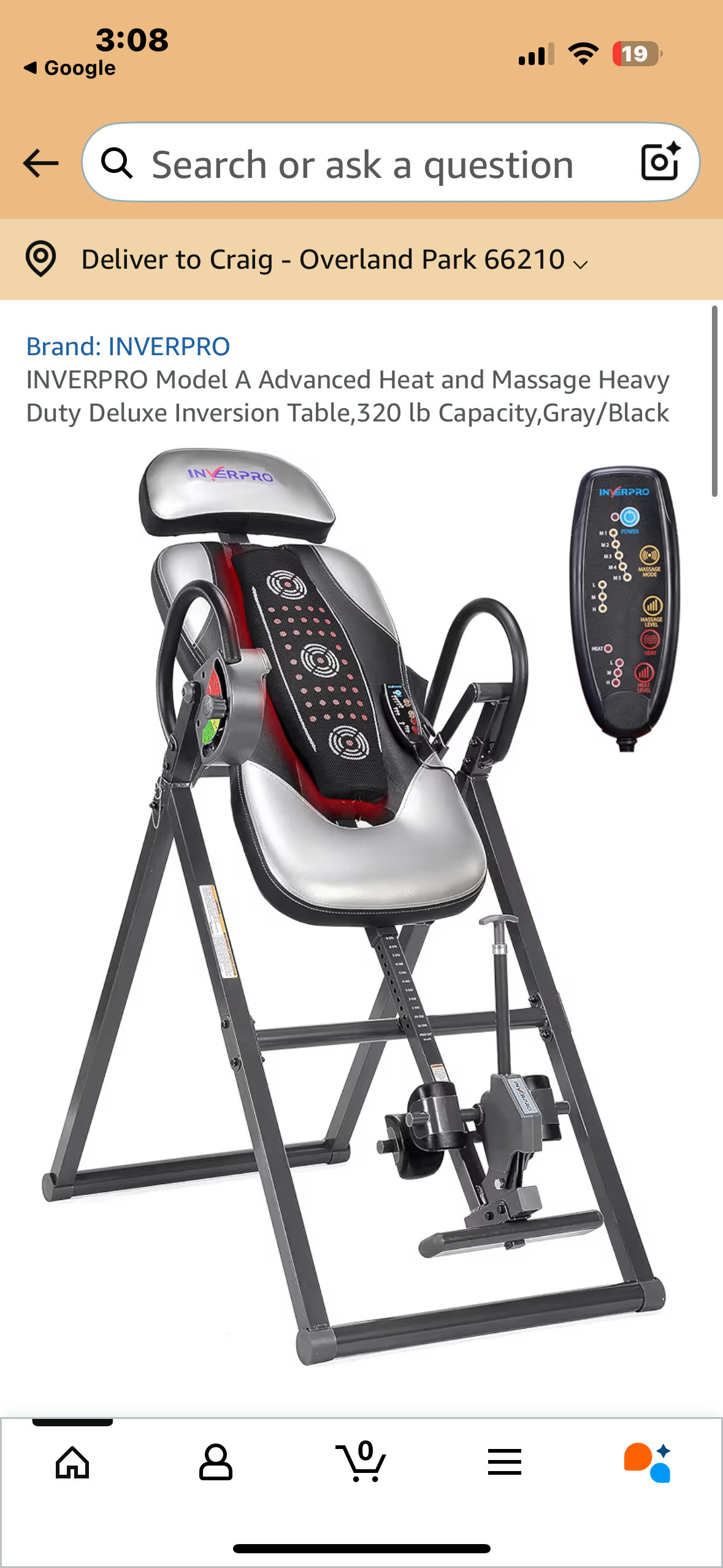 INVERPRO Model A Advanced Heat and Massage Heavy Duty Deluxe Inversion Table, 320 lb Capacity, Gray/Black (W522)