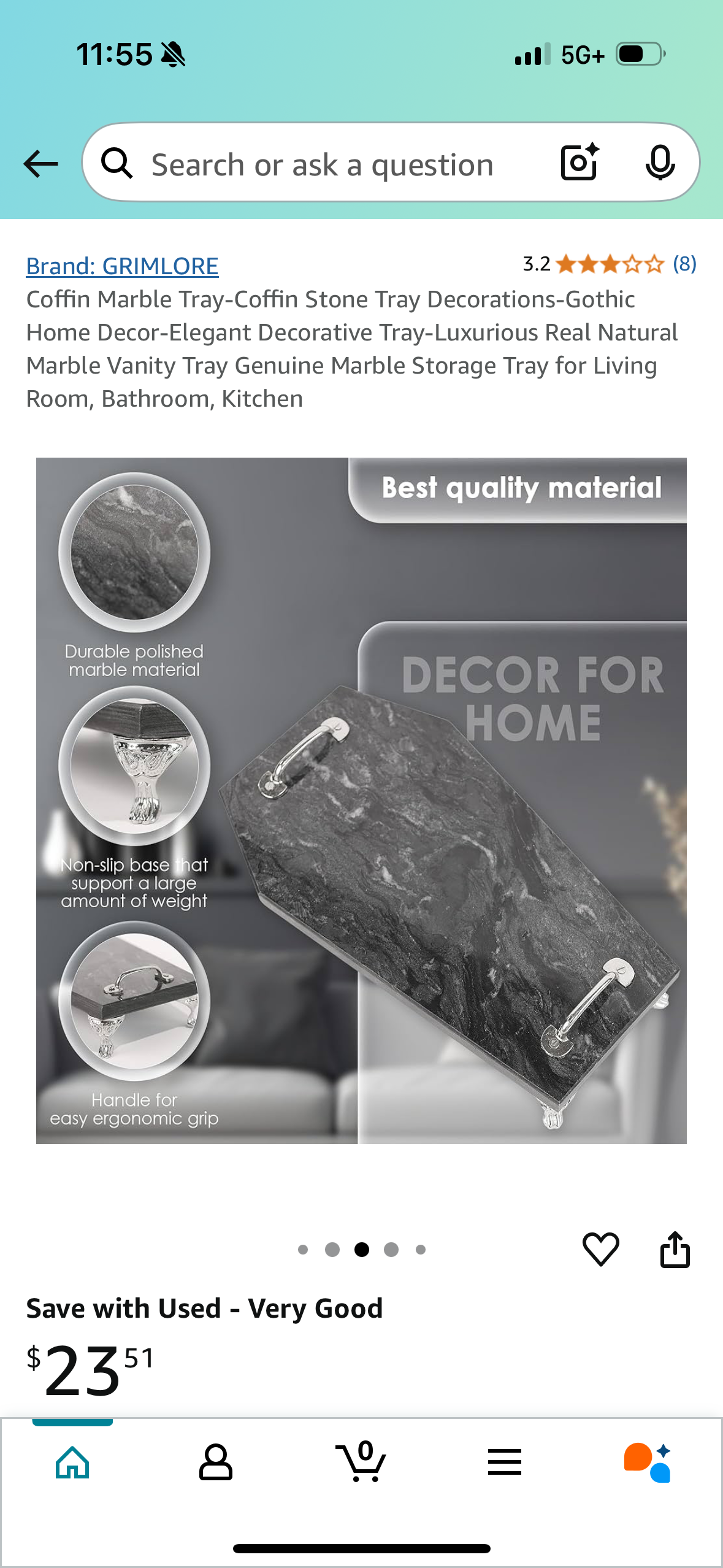 Coffin Marble Tray-Coffin Stone Tray Decorations-Gothic Home Decor-Elegant Decorative Tray-Luxurious Real Natural Marble Vanity Tray Genuine Marble Storage Tray for Living Room, Bathroom, Kitchen