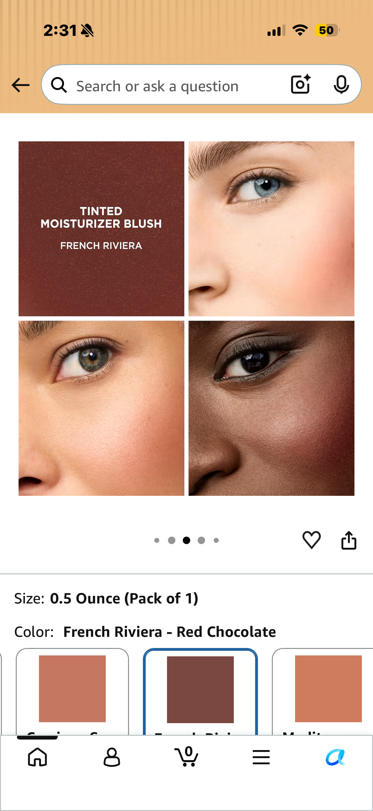 Laura Mercier Tinted Moisturizer Blush: Long Lasting Cream Blush, Lightweight, Buildable Coverage, 12 HR Hydrating Wear, Crème and Shimmer Finishes, Cheek Tint FRENCH RIVIERA