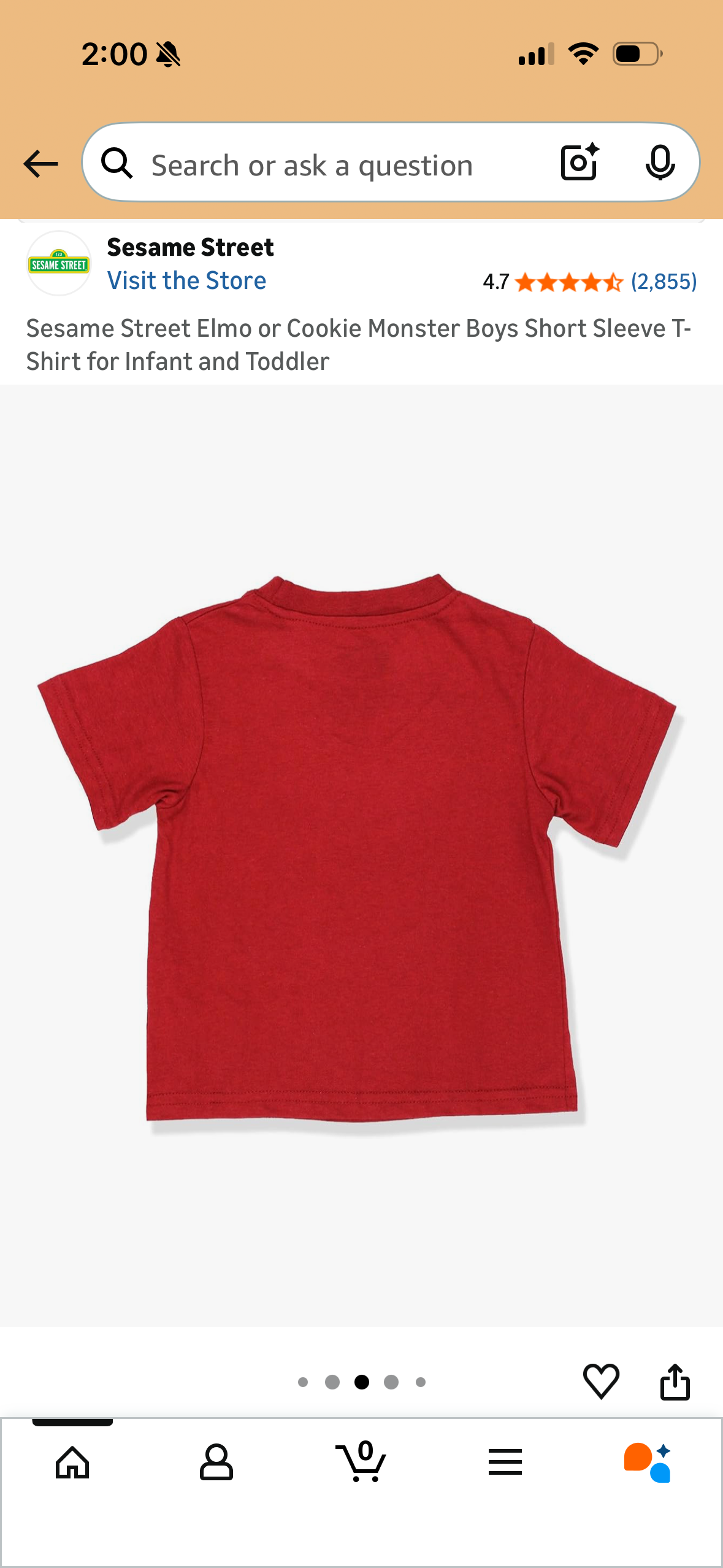 Sesame Street Elmo or Cookie Monster Boys Short Sleeve T-Shirt for Infant and Toddler (Size 4T)