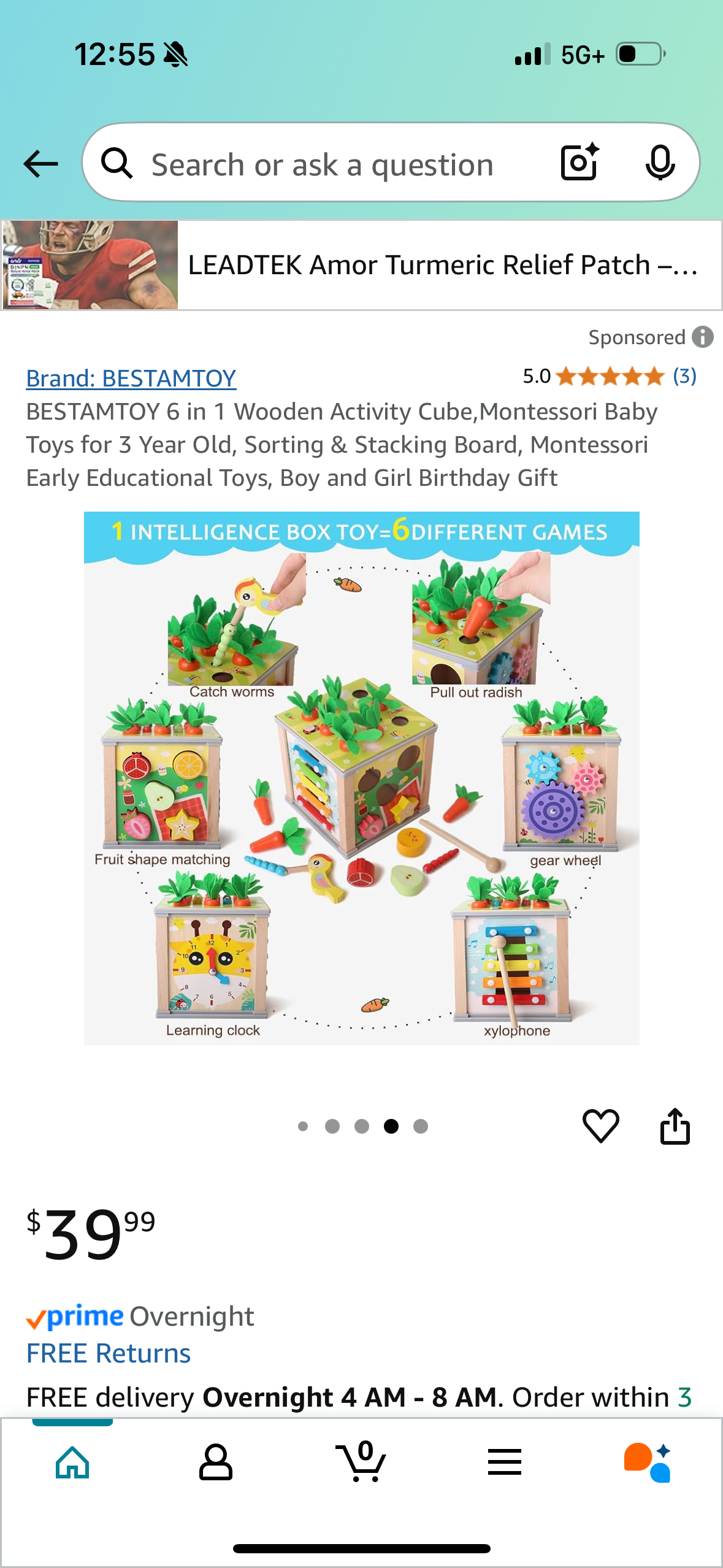 6 in 1 Wooden Activity Cube,Montessori Baby Toys for 3 Year Old, Sorting & Stacking Board, Montessori Early Educational Toys, Boy and Girl Birthday Gift