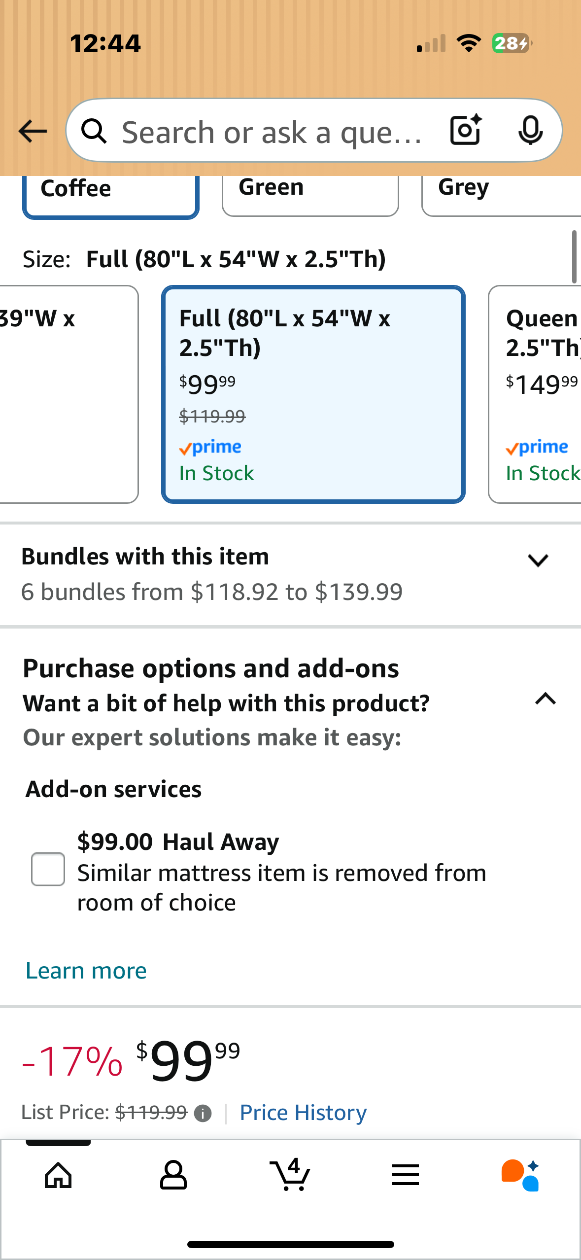 ZonLi Japanese Floor Mattress, Futon Mattress, Full Size, Thick Roll Up Tatami Mat w/ 100% Cotton Washable Cover, Portable & Foldable Floor Bed Mattress for Sleeping, Dormitory, Adult Kids, Coffee (B1121)