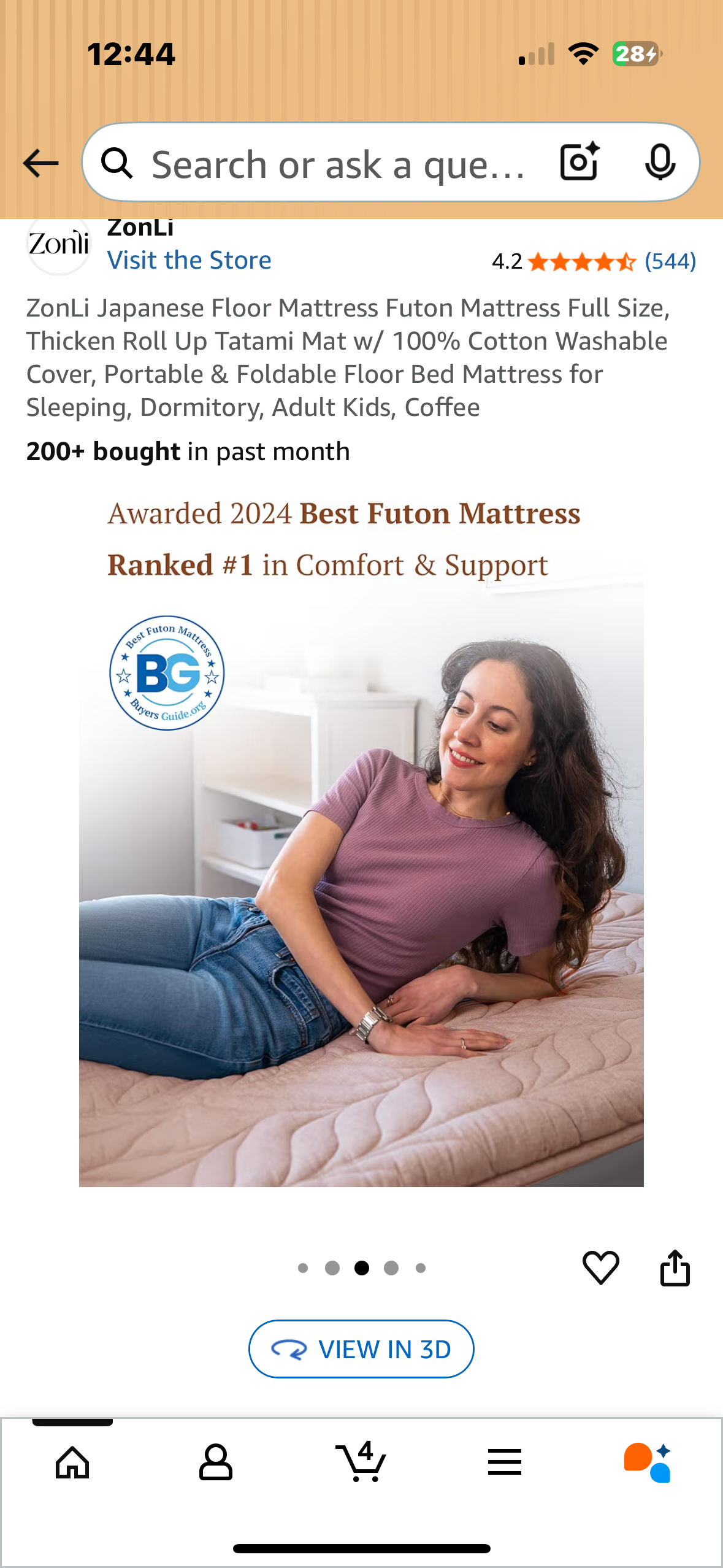 ZonLi Japanese Floor Mattress, Futon Mattress, Full Size, Thick Roll Up Tatami Mat w/ 100% Cotton Washable Cover, Portable & Foldable Floor Bed Mattress for Sleeping, Dormitory, Adult Kids, Coffee (B1121)