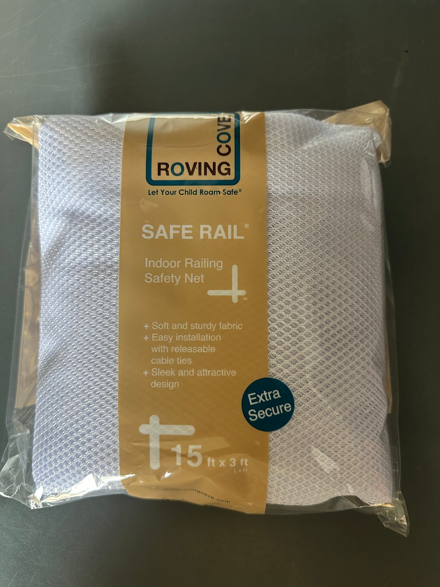 Roving Cove Stair Banister Guard 15ft x 3ft, Railing Safety Net for Baby Proofing, Child Safety Stairway Cover, Balcony Mesh Netting, Pearl White