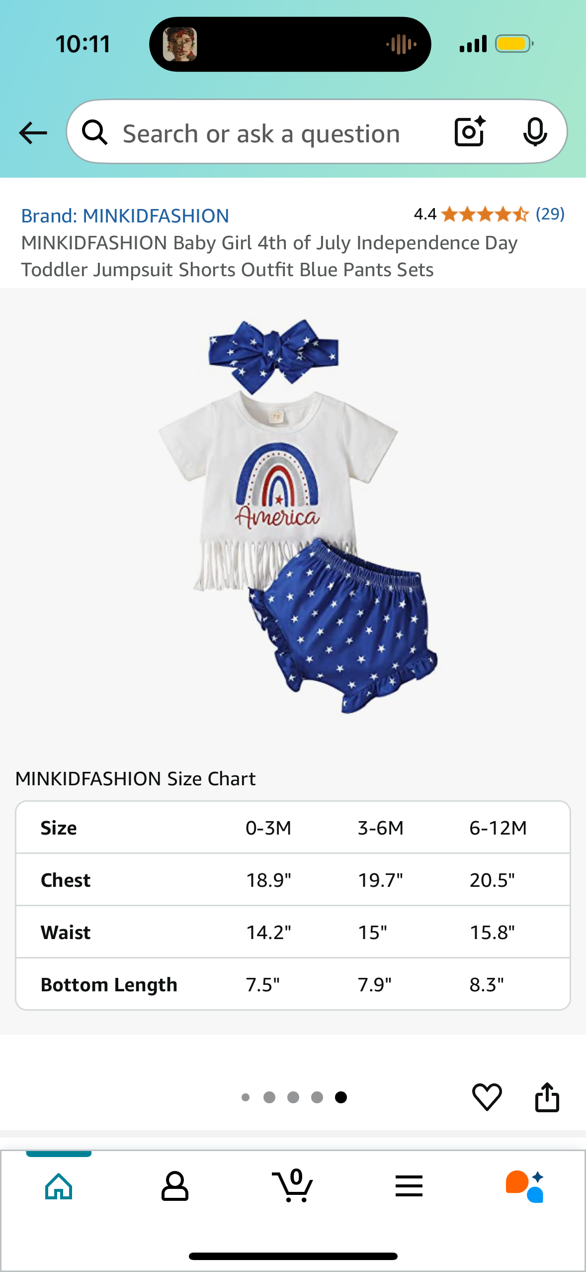 Baby Girl Red, White & Blue Toddler Jumpsuit Shorts Outfit Blue Pants Sets, Size 0-3M