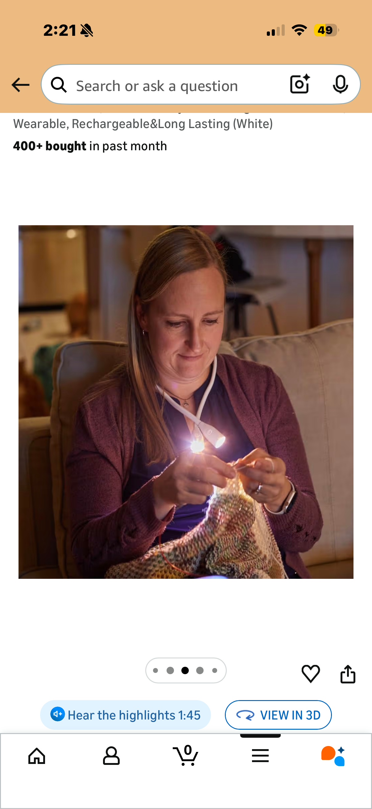 Lumos Knitting Light, Crafter Light Around Neck for Knitters and Crocheters, 3 Colors & Adjustable Brightness. Portable, Wearable, Rechargeable&Long Lasting (White