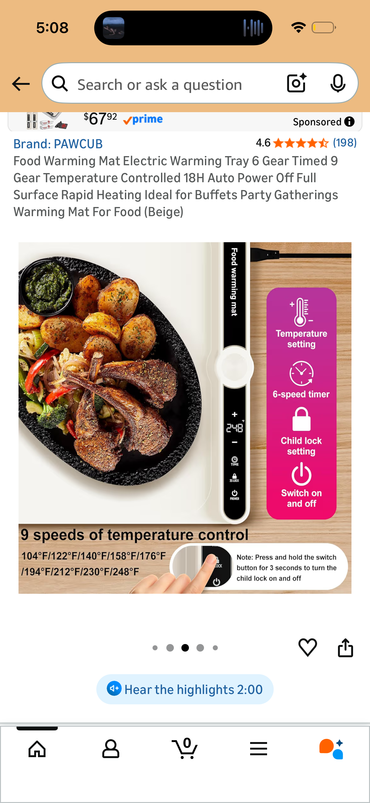 Warming Mat for Food - Fast Full Surface Heating Electric Warming Tray - Roll Up Food Warming Mat with 9 Temp Setting, Timer, Auto Shut-Off - Warming Trays for Buffets Party (Green)