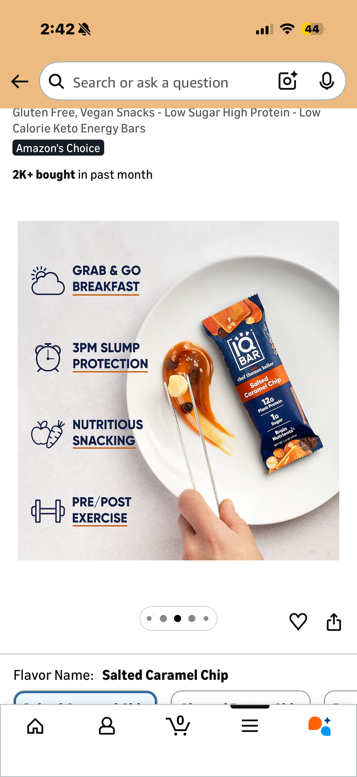 IQBAR x Chef Thomas Keller - Brain and Body Plant Protein Bars - Salted Caramel Chip - 12-Count, Low Carb, High Fiber, Gluten Free, Vegan Snacks - Low Sugar High Protein - Low Calorie Keto Energy Bars