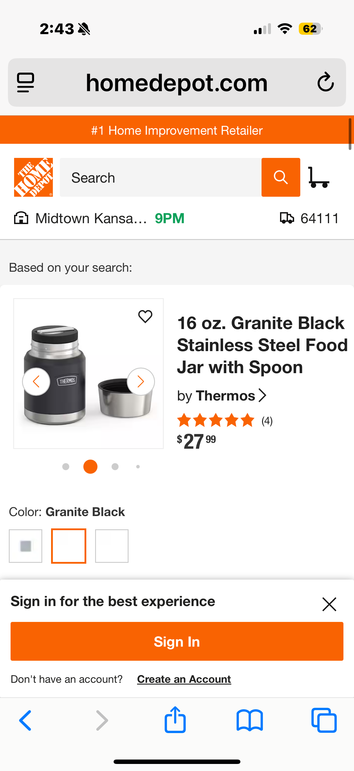 THERMOS Stainless King Vacuum-Insulated Food Jar with Spoon, 16 Ounce, Matte Black