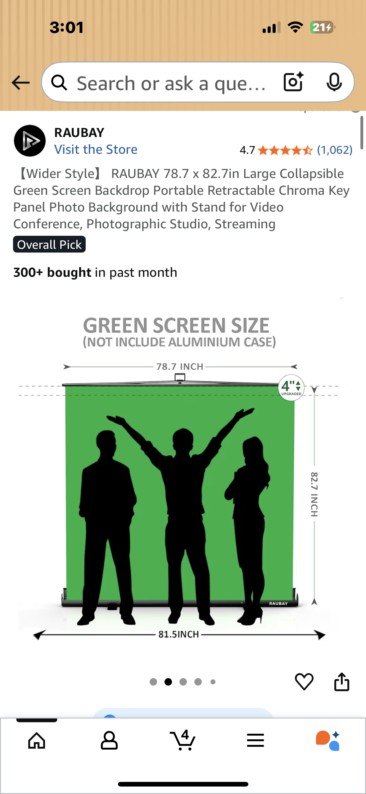 RAUBAY 78.7 x 82.7in Large Collapsible Green Screen Backdrop, Portable Retractable Chroma Key Panel Photo Background with Stand for Video Conference, Photographic Studio, Streaming (R709)