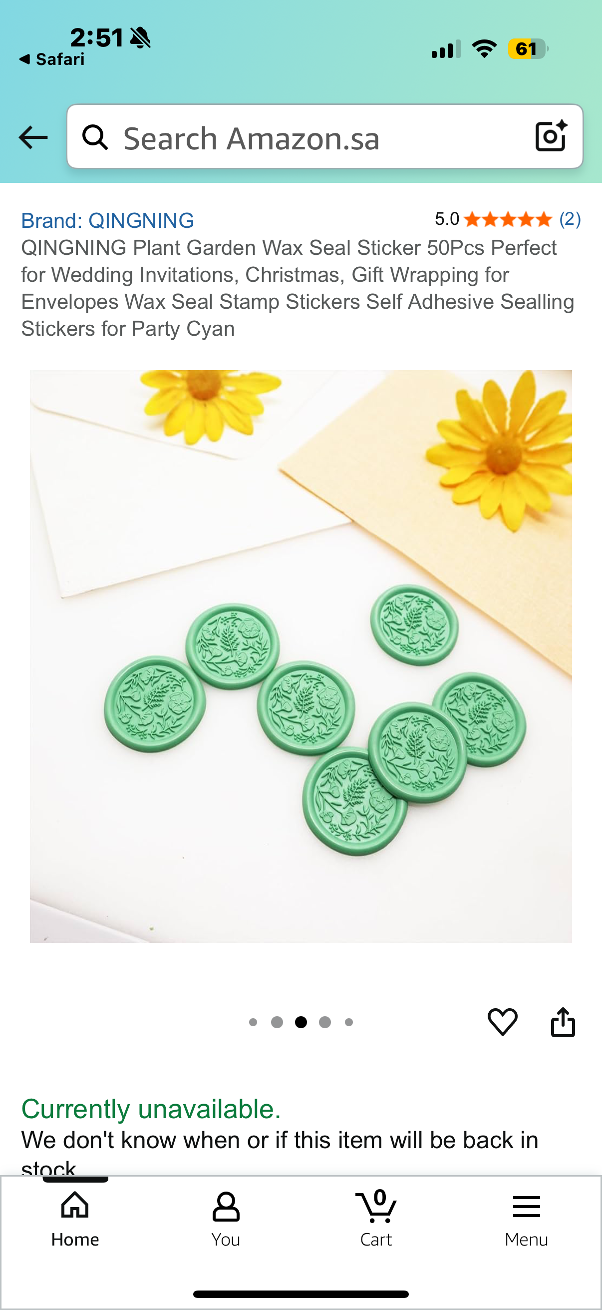 QINGNING Plant Garden Wax Seal Sticker 50Pcs Perfect for Wedding Invitations, Christmas, Gift Wrapping for Envelopes Wax Seal Stamp Stickers Self Adhesive Sealling Stickers for Party Cyan