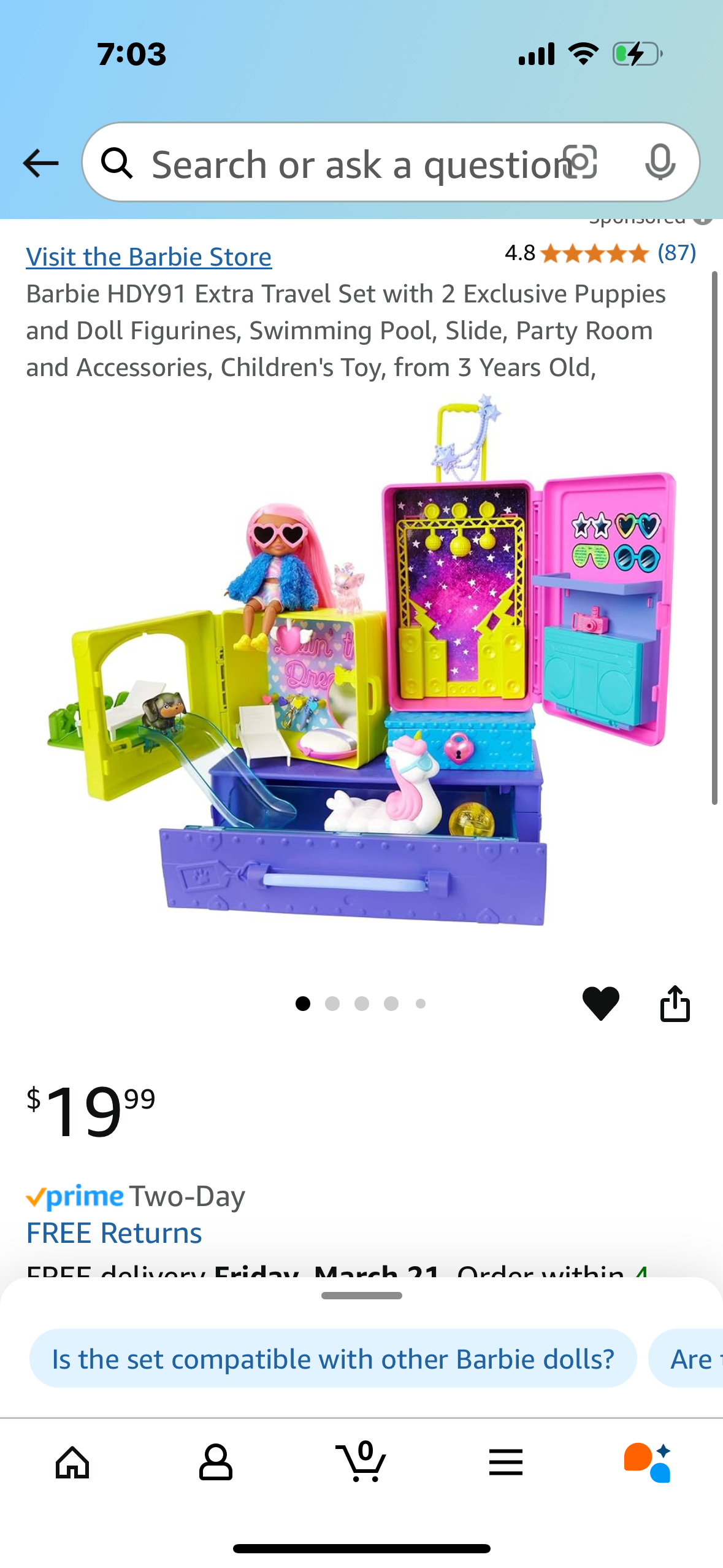 Barbie HDY91 Extra Travel Set with 2 Exclusive Puppies and Doll Figurines, Swimming Pool, Slide, Party Room and Accessories, Children's Toy, from 3 Years Old