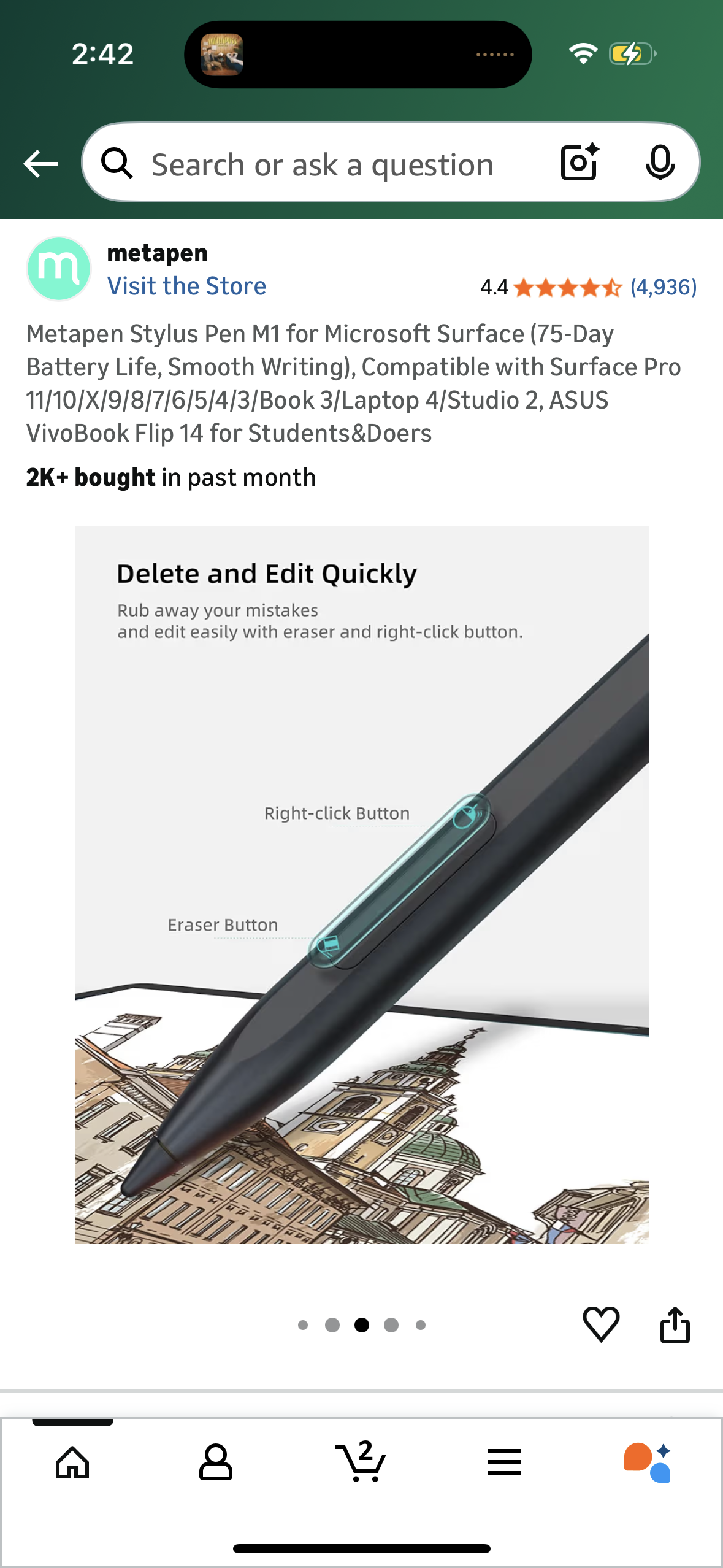 Metapen Stylus Pen M1 for Microsoft Surface (75-Day Battery Life, Smooth Writing), Compatible with Surface Pro 11/10/X/9/8/7/6/5/4/3/Book 3/Laptop 4/Studio 2, ASUS VivoBook Flip 14 for Students&Doers