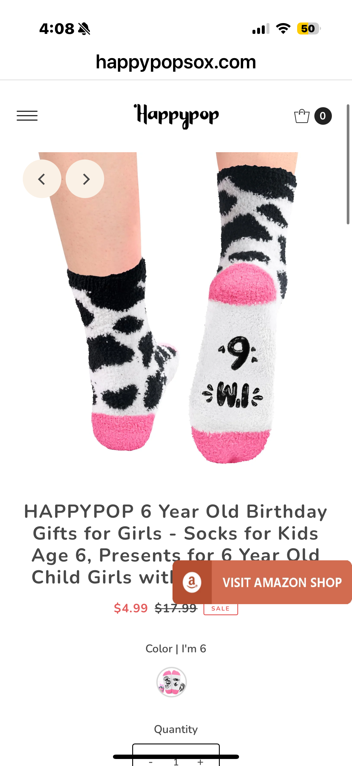 HAPPYPOP 6 Year Old Birthday Gifts for Girls - Socks for Kids Age 6, Presents for 6 Year Old Child Girls with Greeting Card, Moo I'm 6, Medium