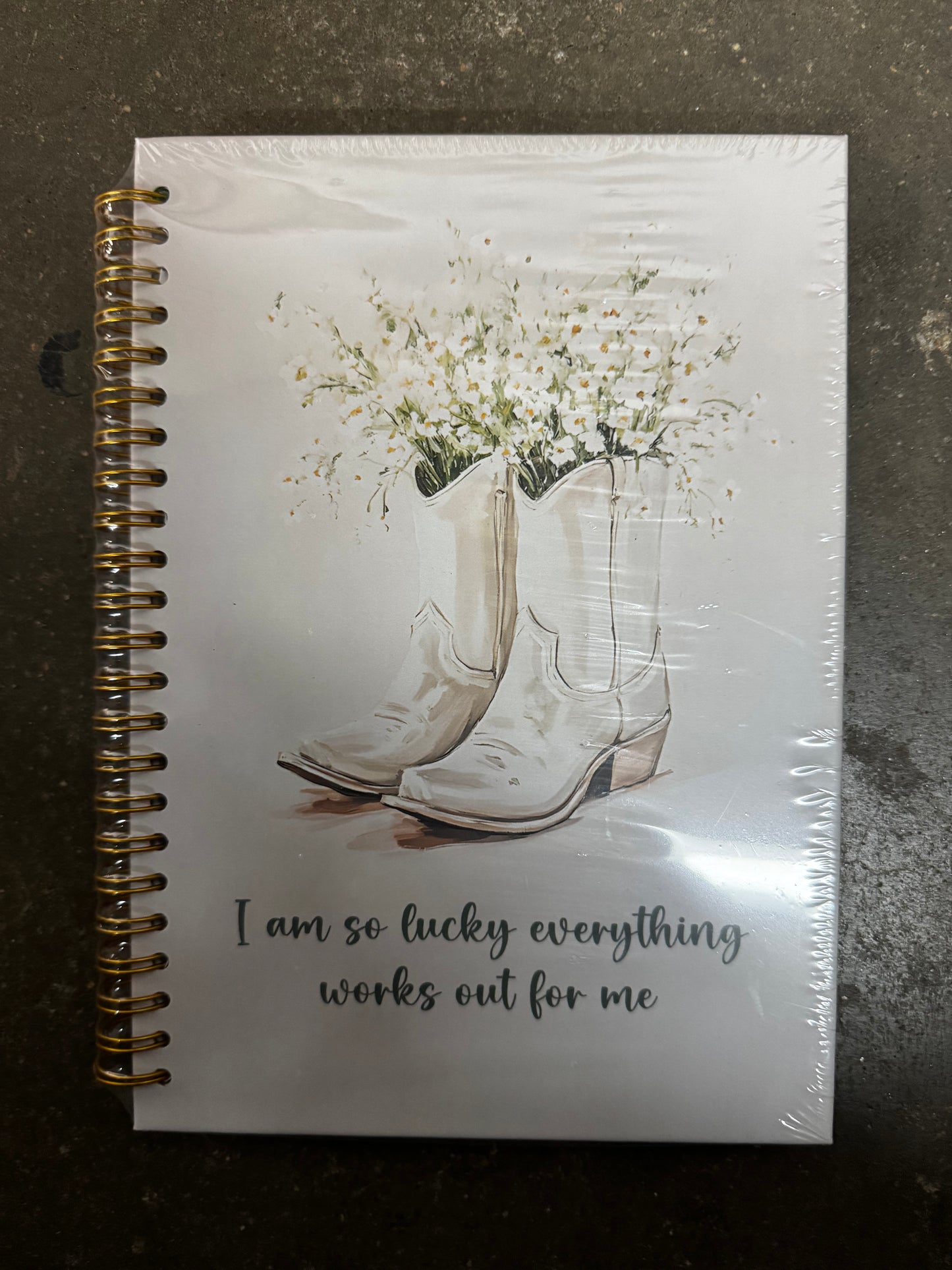 Pugwak Western Cowgirl Journal Notebook, Daisy Cowgirl Boots Notebooks College Ruled for Work School, Gifts for Girls, Office Supplies, Hardcover Spiral Notebook 5.5"x8.3"
