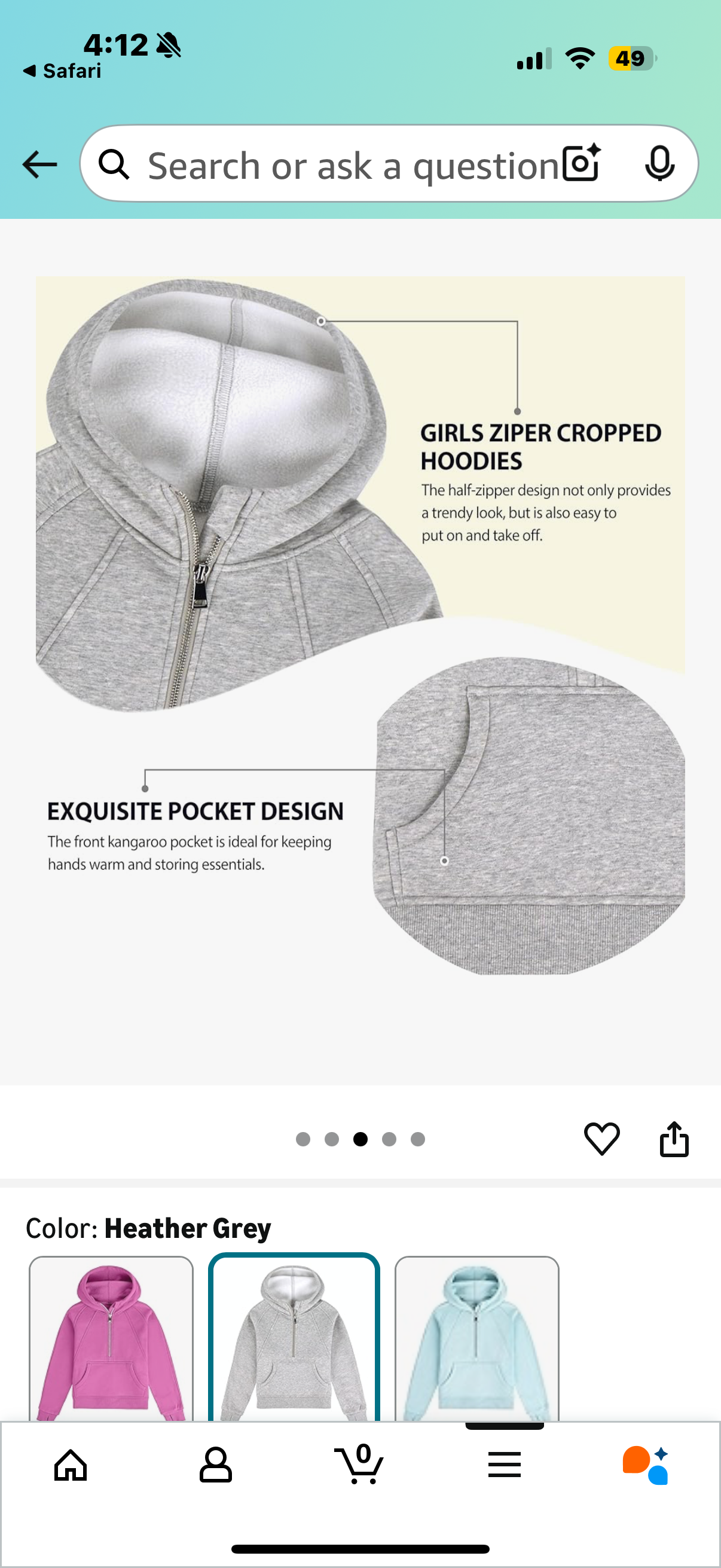 SANTINY Girls Sweatshirt Half Zip Up Fleece Hoodies Crop Tops for Kids Pullover Long Sleeve Clothes with Thumb Hole
