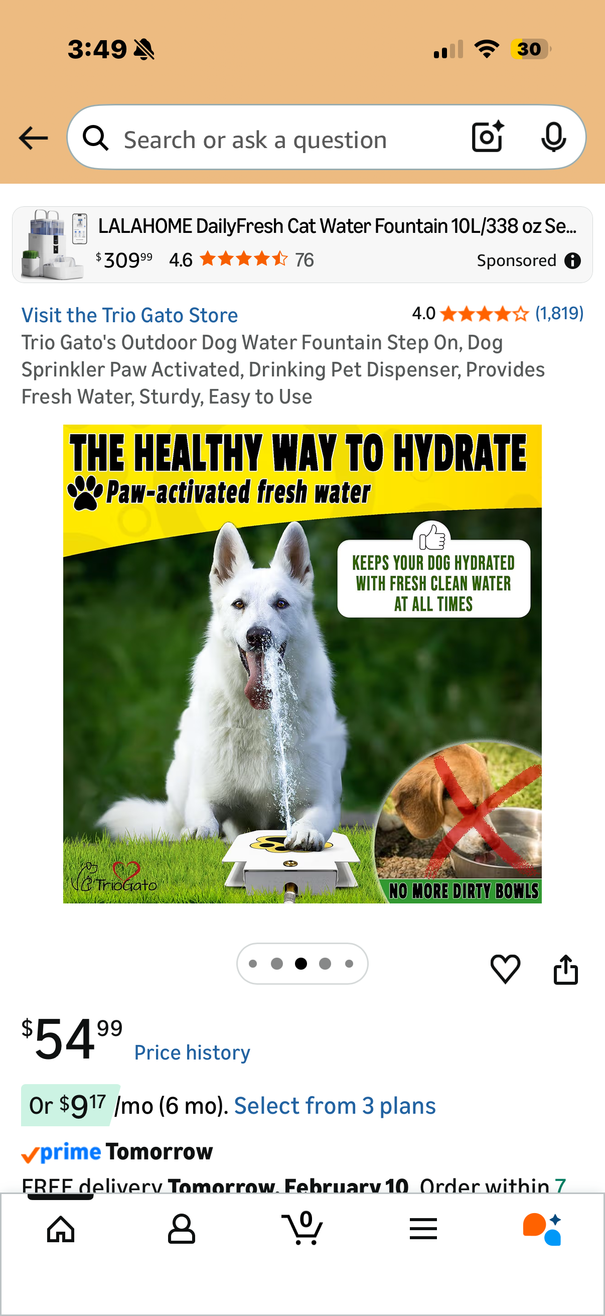 Trio Gato's Outdoor Dog Water Fountain Step On, Dog Sprinkler Paw Activated, Drinking Pet Dispenser, Provides Fresh Water, Sturdy, Easy to Use