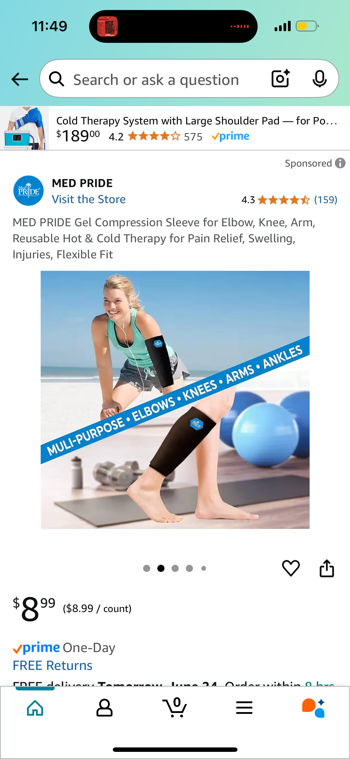 MED PRIDE Hot and Cold Gel Compression Sleeve for Elbow, Knee, Arm, Reusable Hot & Cold Therapy for Pain Relief, Swelling, Injuries, Flexible Fit