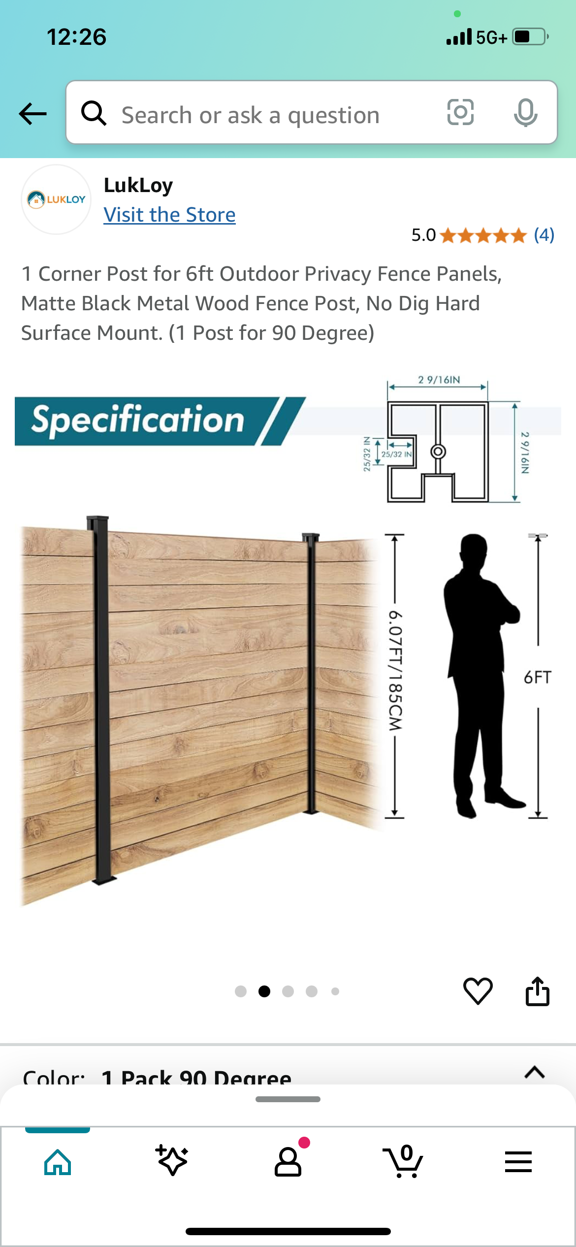 New - 6' Aluminum Fence Post (R445)