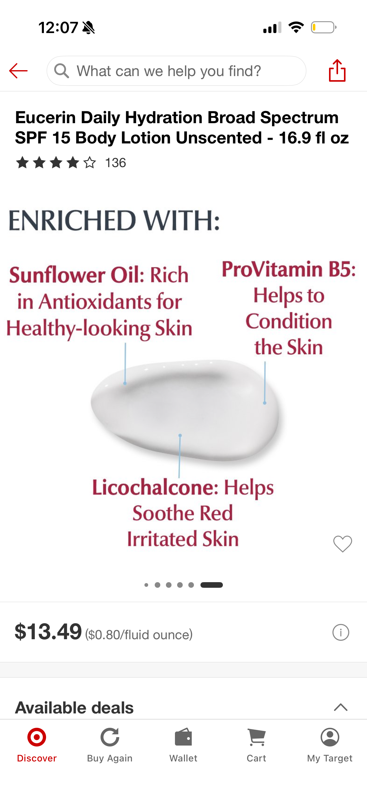 Eucerin Daily Hydration Broad Spectrum SPF 15 Body Lotion Unscented - 16.9 fl oz