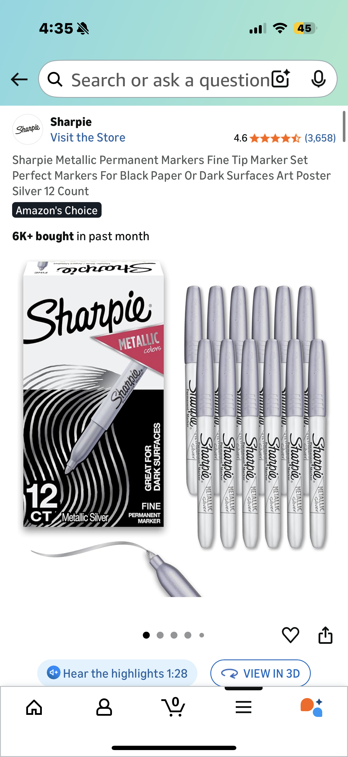 Sharpie Metallic Permanent Markers Fine Tip Marker Set Perfect Markers For Black Paper Or Dark Surfaces Art Poster Silver 12 Count