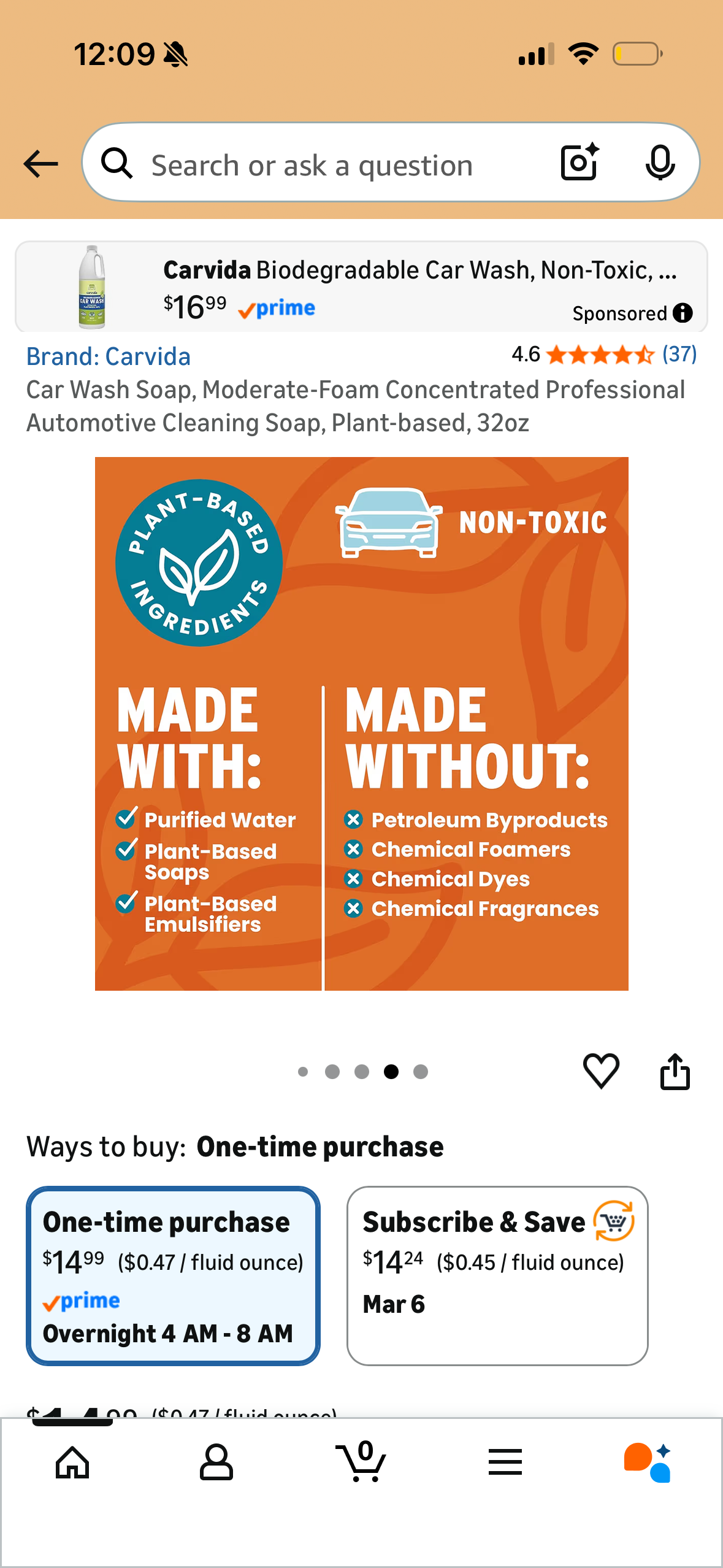 Car Wash Soap, Moderate-Foam Concentrated Professional Automotive Cleaning Soap, Plant-based, 32oz