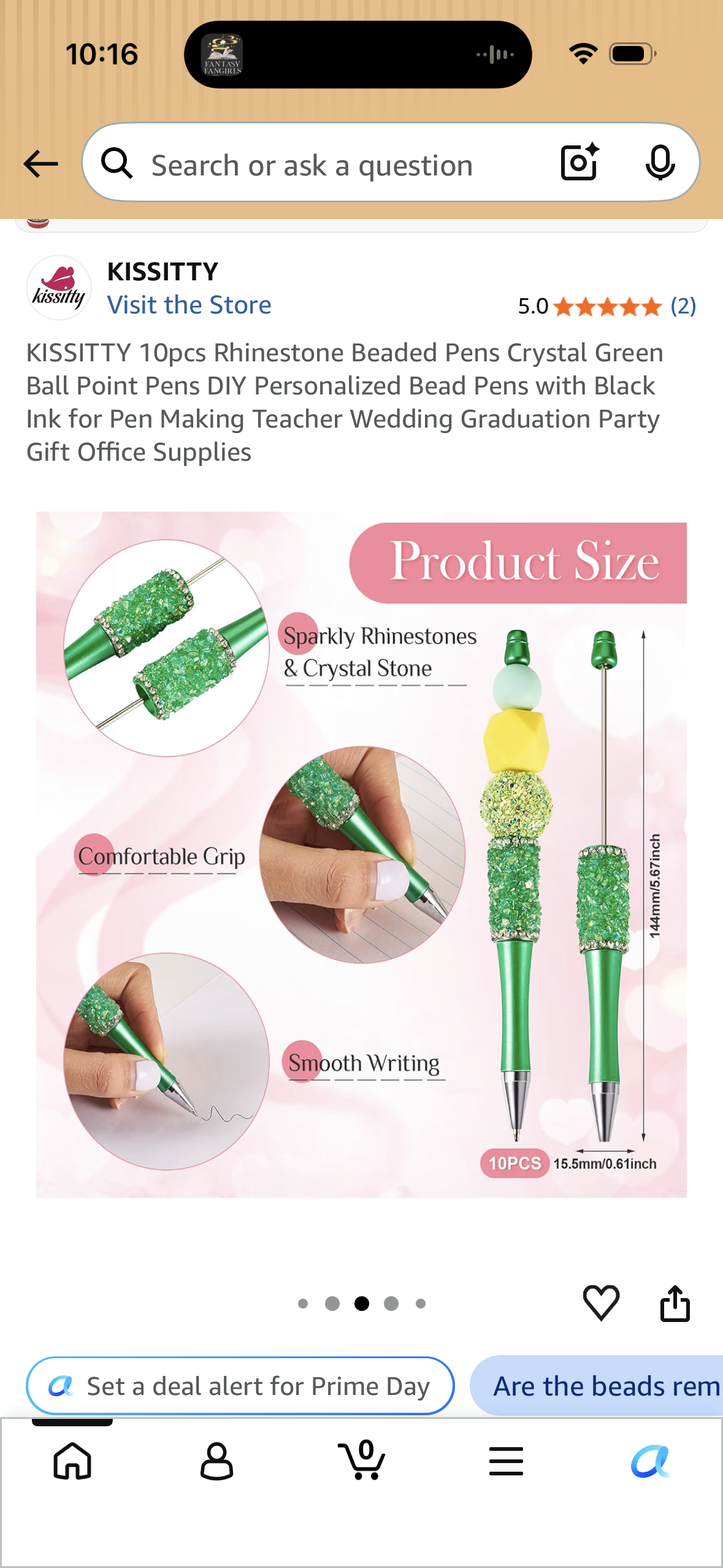 KISSITTY 10pcs Rhinestone Beaded Pens Crystal Green Ball Point Pens DIY Personalized Bead Pens with Black Ink for Pen Making Teacher Wedding Graduation Party Gift Office Supplies