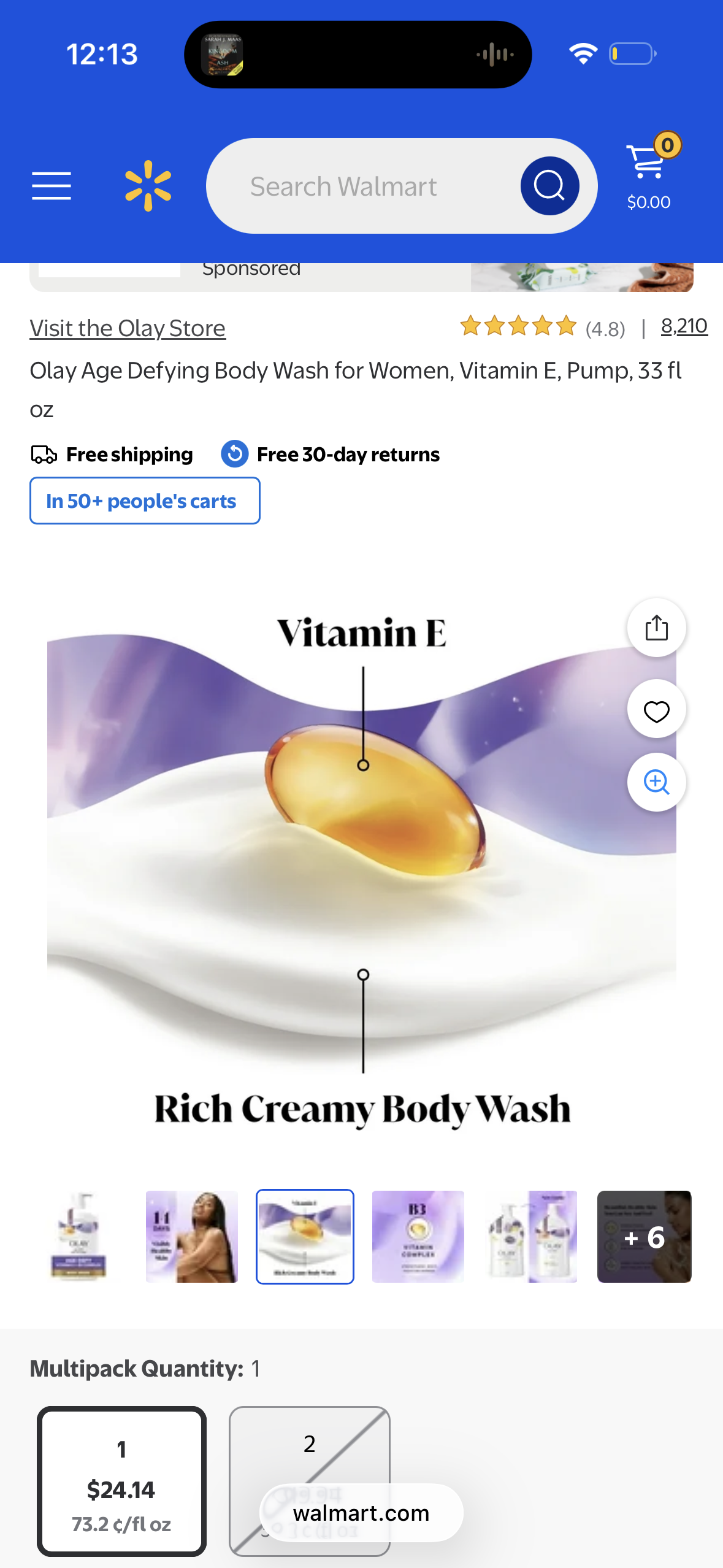 Olay Body Wash for Women, Age Defying with Vitamin E, 24hr Moisturizing, Hydrating & Refreshing, B3 Vitamin Complex, Free of Parabens & Phthalates, For All Skin Types, Scented, 33 fl oz