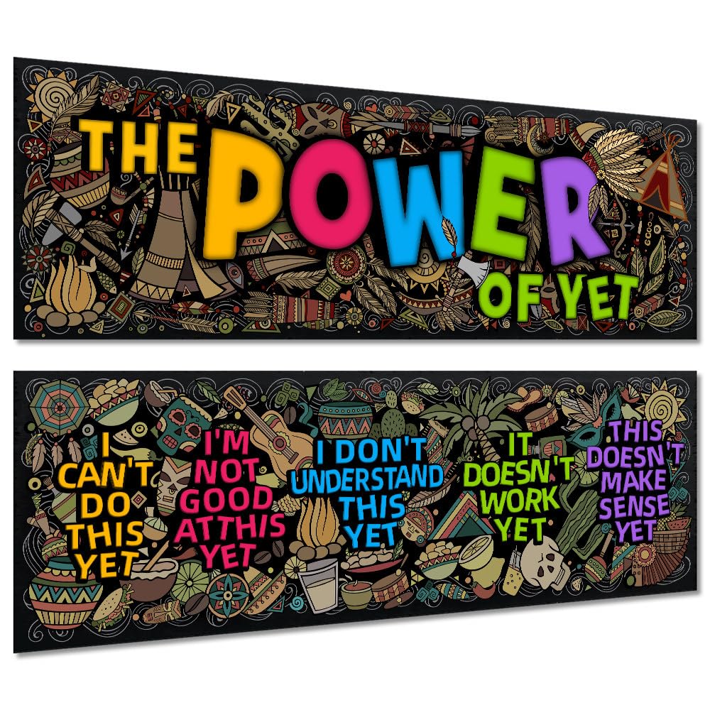 Large Size 63 x 12 Inch Motivational Wall Art Inspirational Posters Decorations for Teachers Classroom Office Bulletin Board Positive Quotes Banner for Elementary and Middle School (POWER 2PCS)