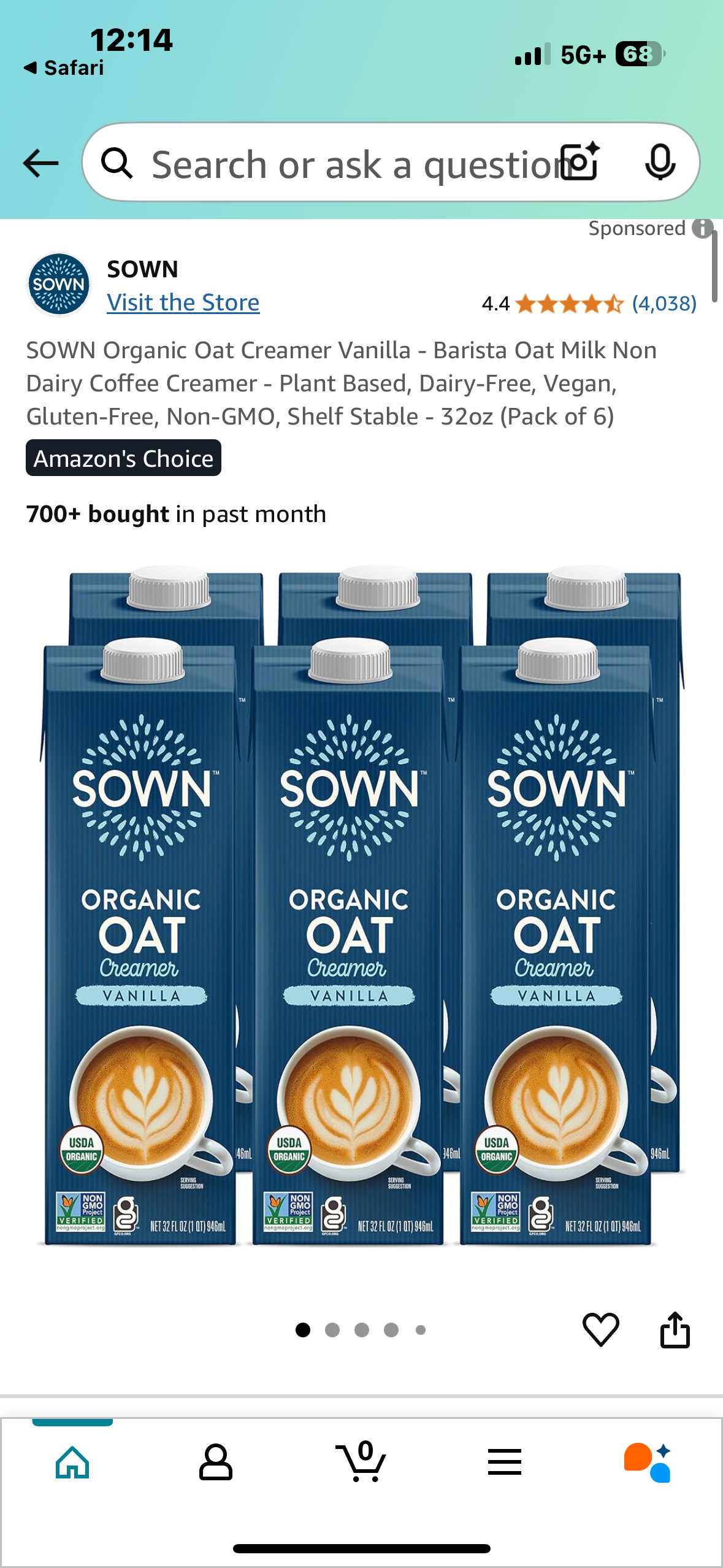 SOWN Organic Oat Creamer Vanilla - Barista Oat Milk Non Dairy Coffee Creamer - Plant Based, Dairy-Free, Vegan, Gluten-Free, Non-GMO, Shelf Stable - 32oz (Pack of 3)