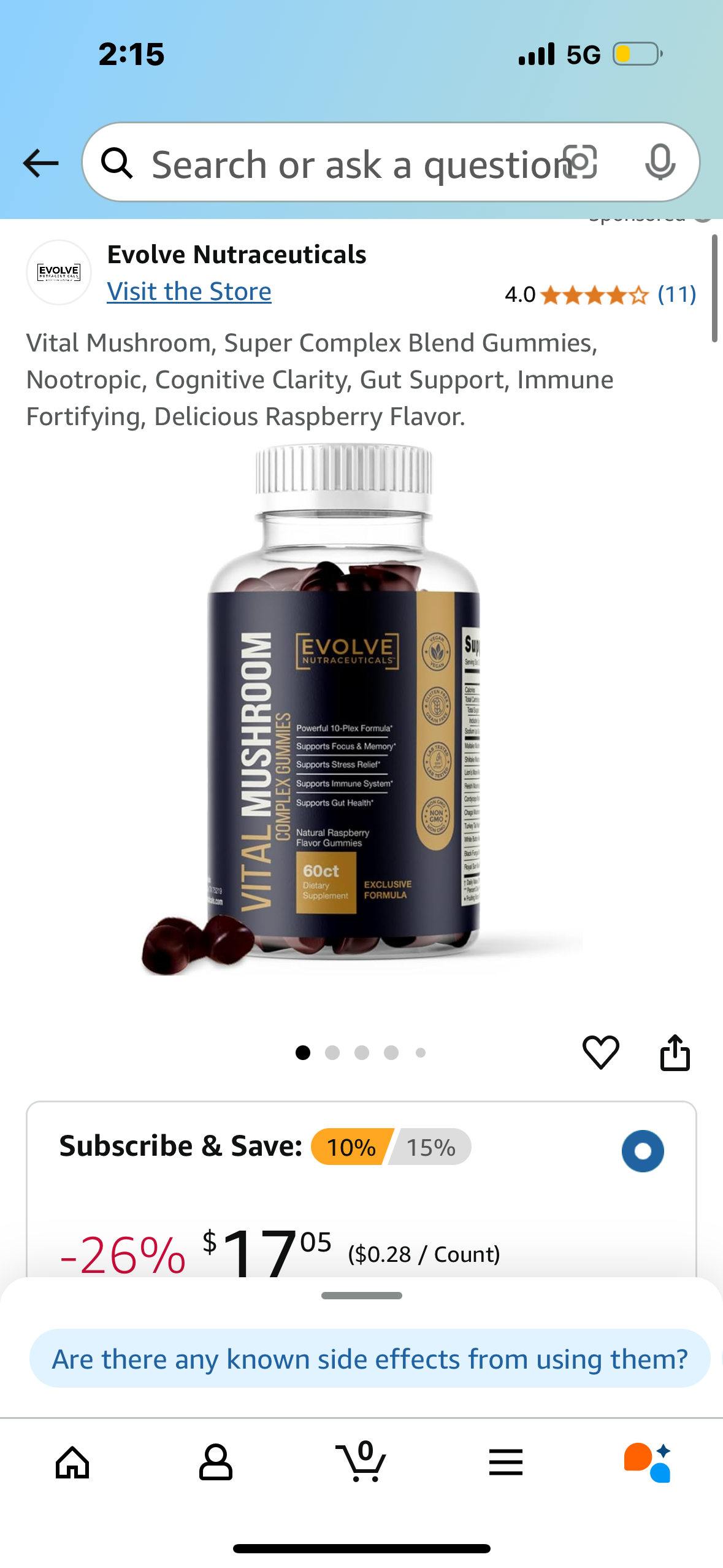 Vital Mushroom, Super Complex Blend Gummies, Nootropic, Cognitive Clarity, Gut Support, Immune Fortifying, Delicious Raspberry Flavor