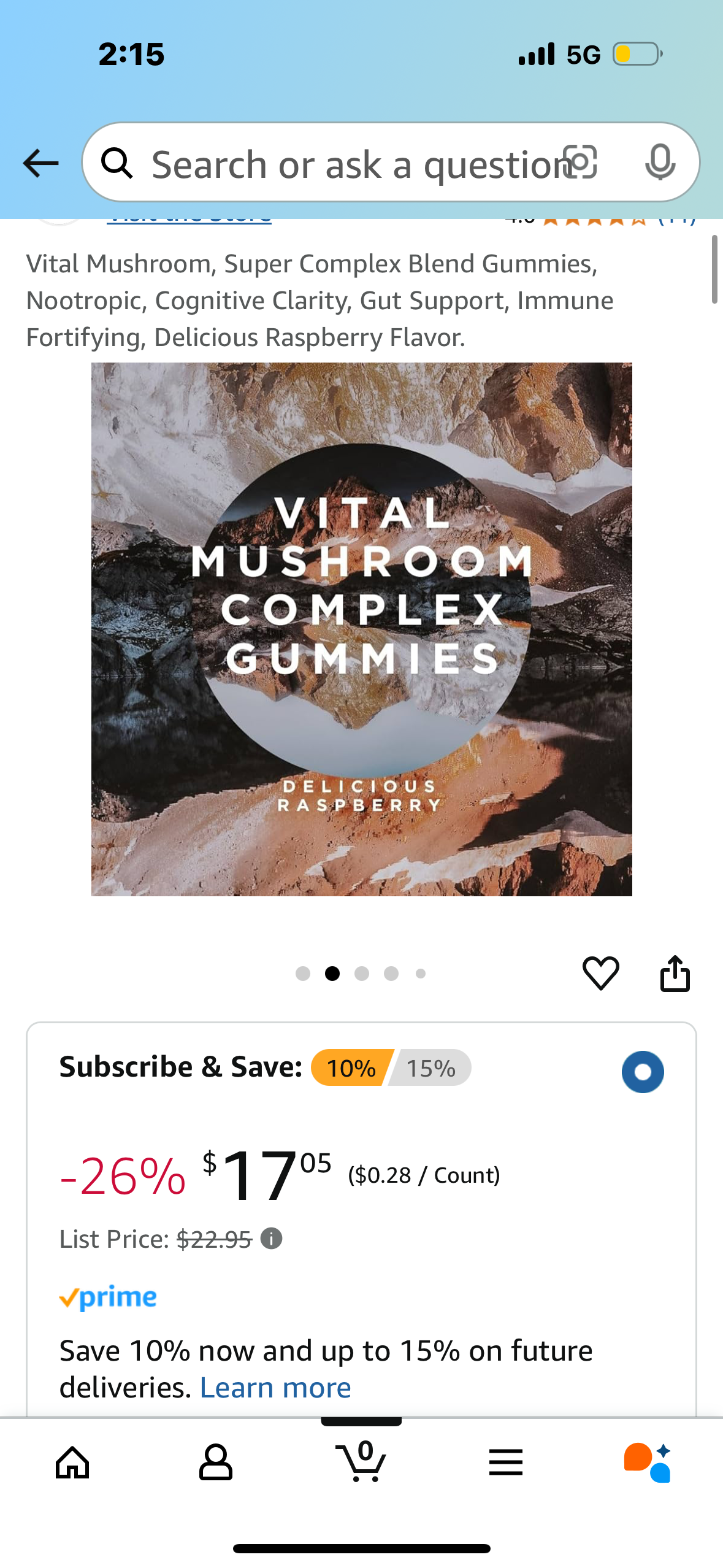 Vital Mushroom, Super Complex Blend Gummies, Nootropic, Cognitive Clarity, Gut Support, Immune Fortifying, Delicious Raspberry Flavor
