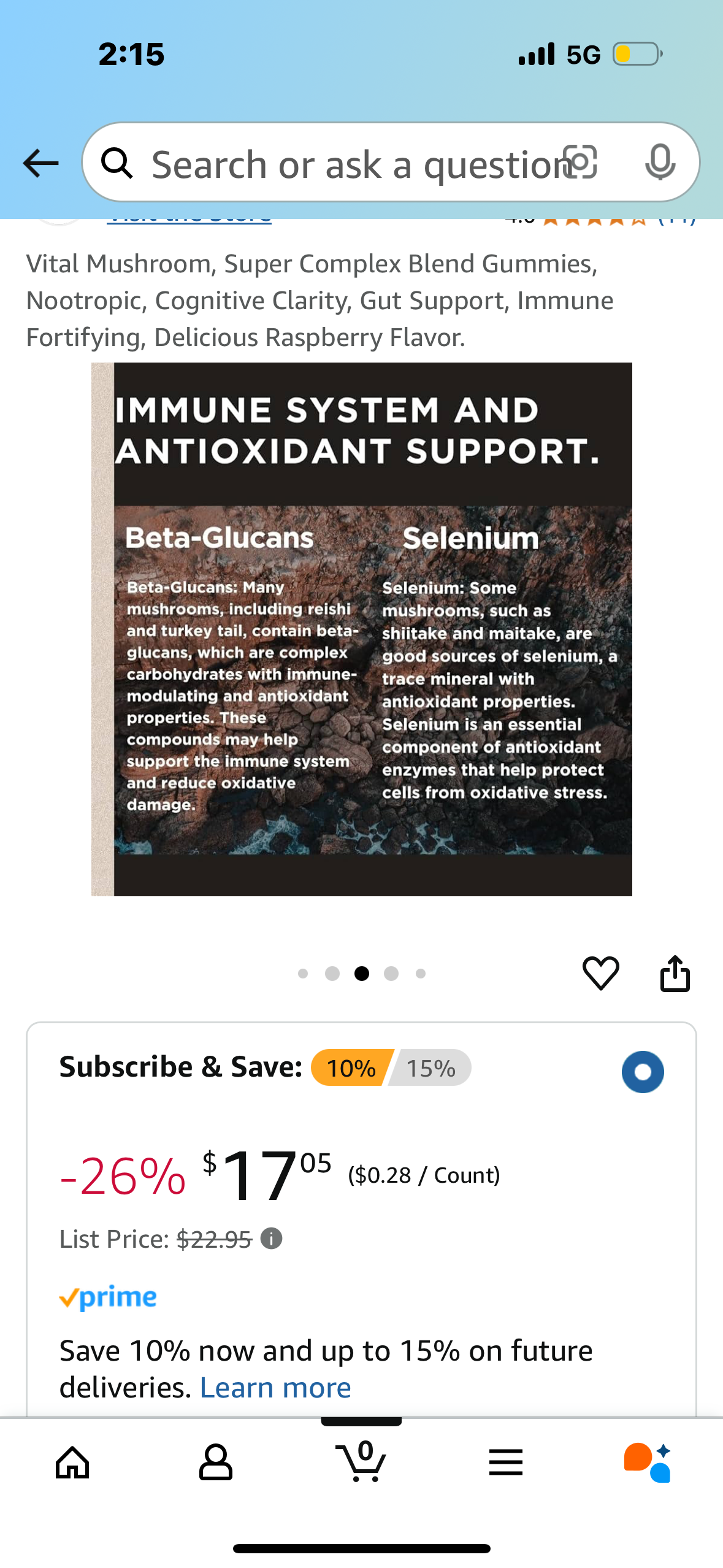 Vital Mushroom, Super Complex Blend Gummies, Nootropic, Cognitive Clarity, Gut Support, Immune Fortifying, Delicious Raspberry Flavor