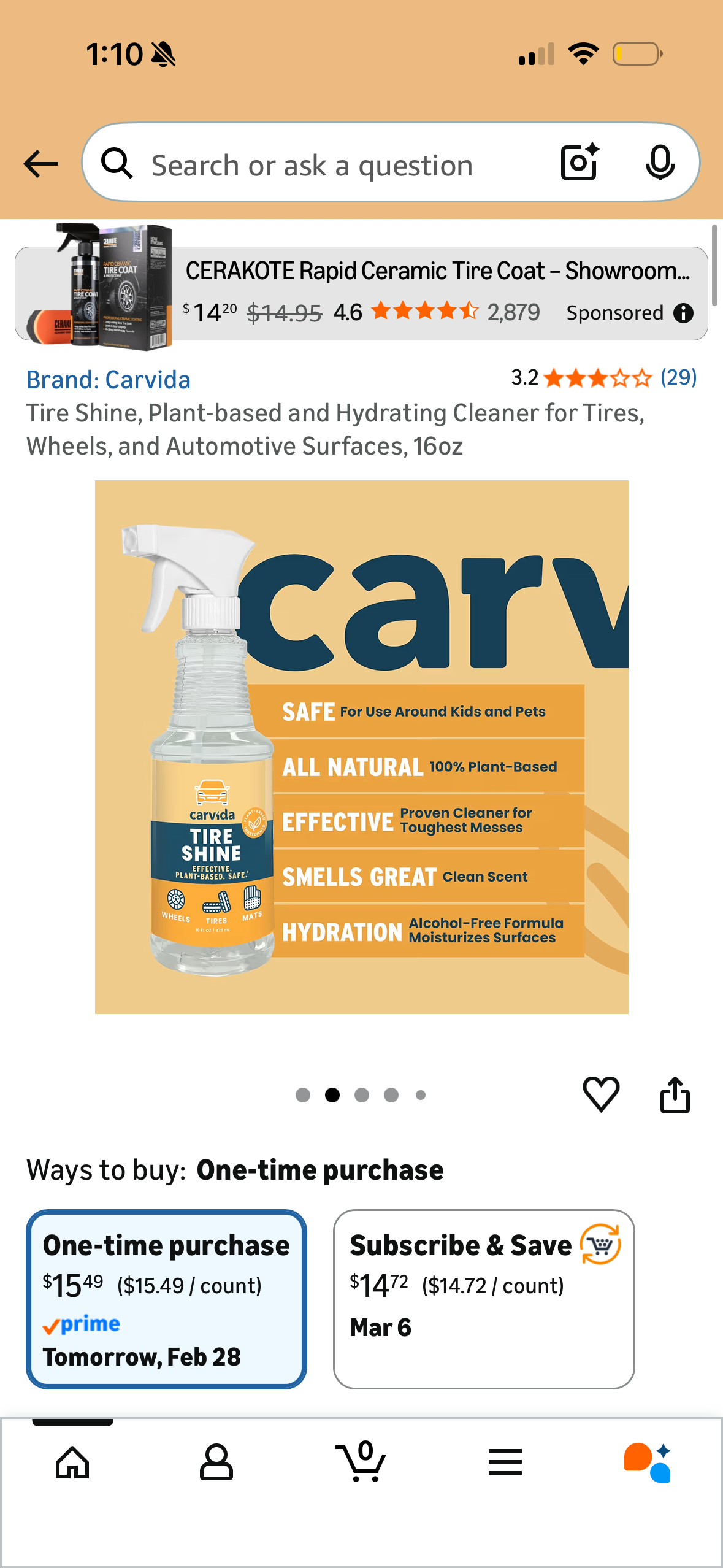 Tire Shine, Plant-based and Hydrating Cleaner for Tires, Wheels, and Automotive Surfaces, 16oz