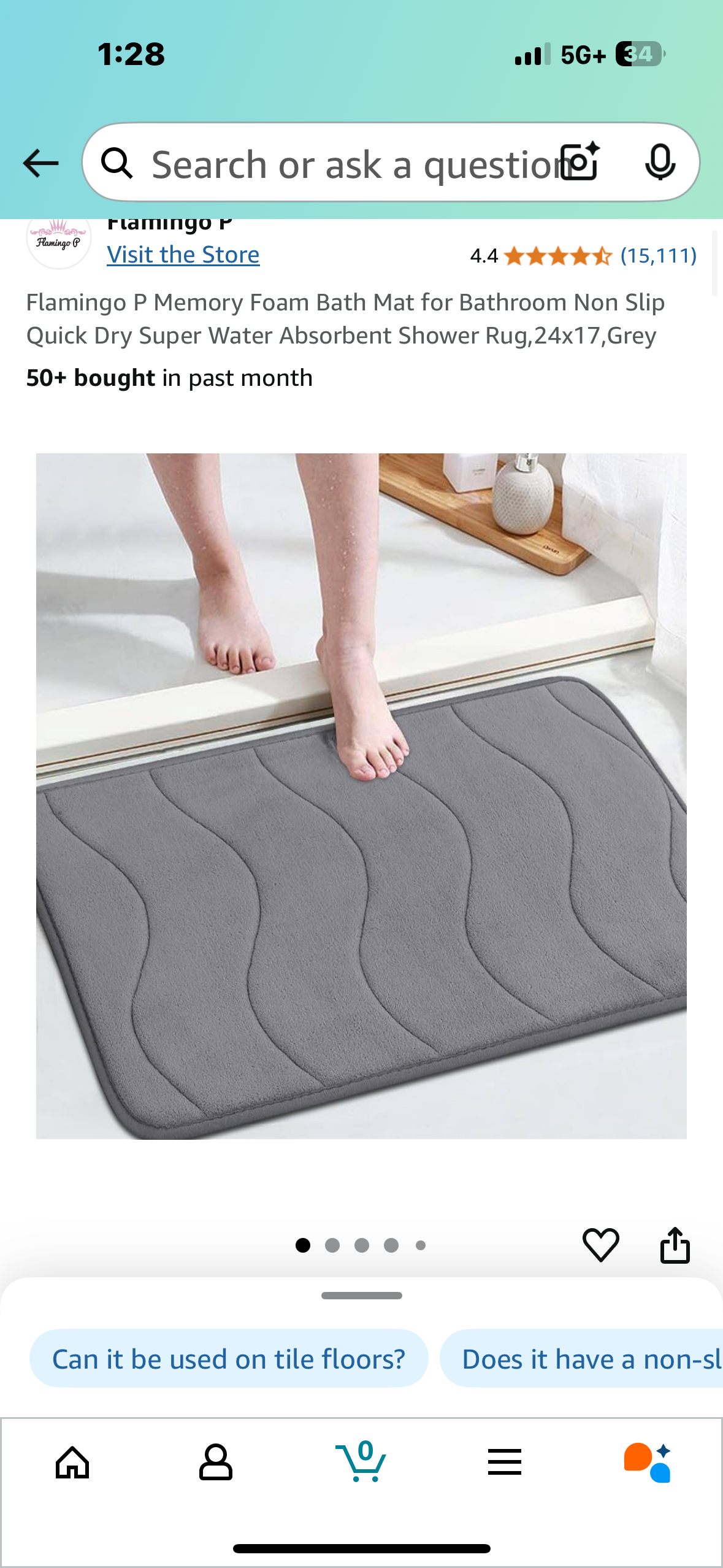Memory Foam Bath Mat 24x17