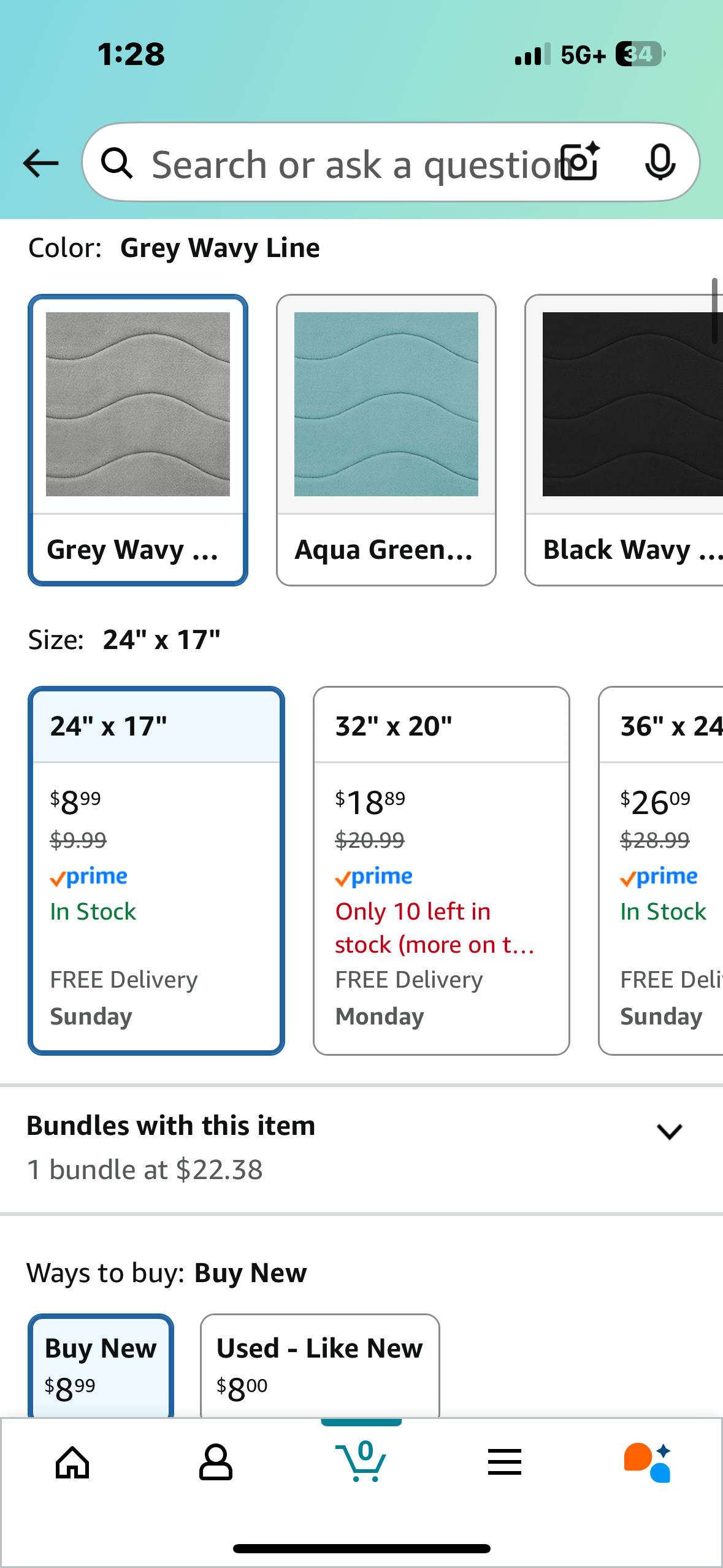 Memory Foam Bath Mat 24x17