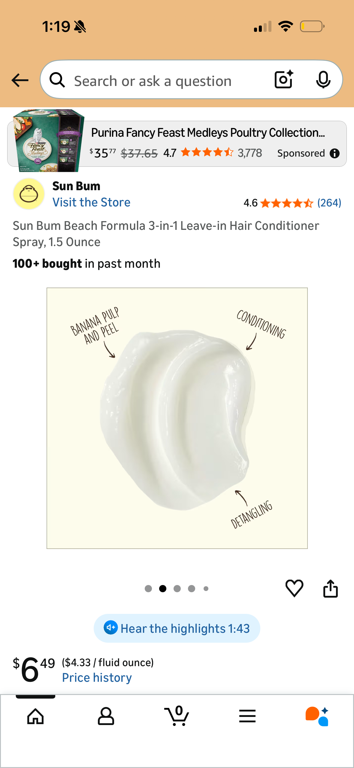 Sun Bum Beach Formula 3-in-1 Leave-in Hair Conditioner Spray, 1.5 Ounce
