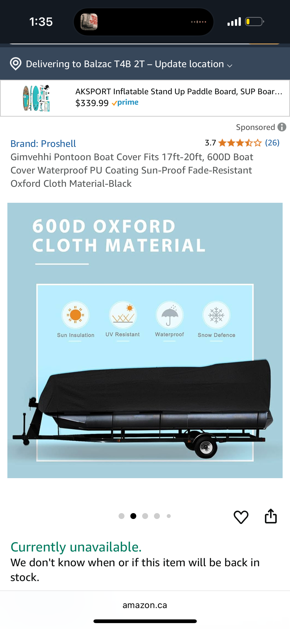 Gimvehhi Pontoon Boat Cover Fits 17ft-20ft, Marine Grade Boat Cover Waterproof PU Coating Sun-Proof Windproof Oxford Cloth Material Black