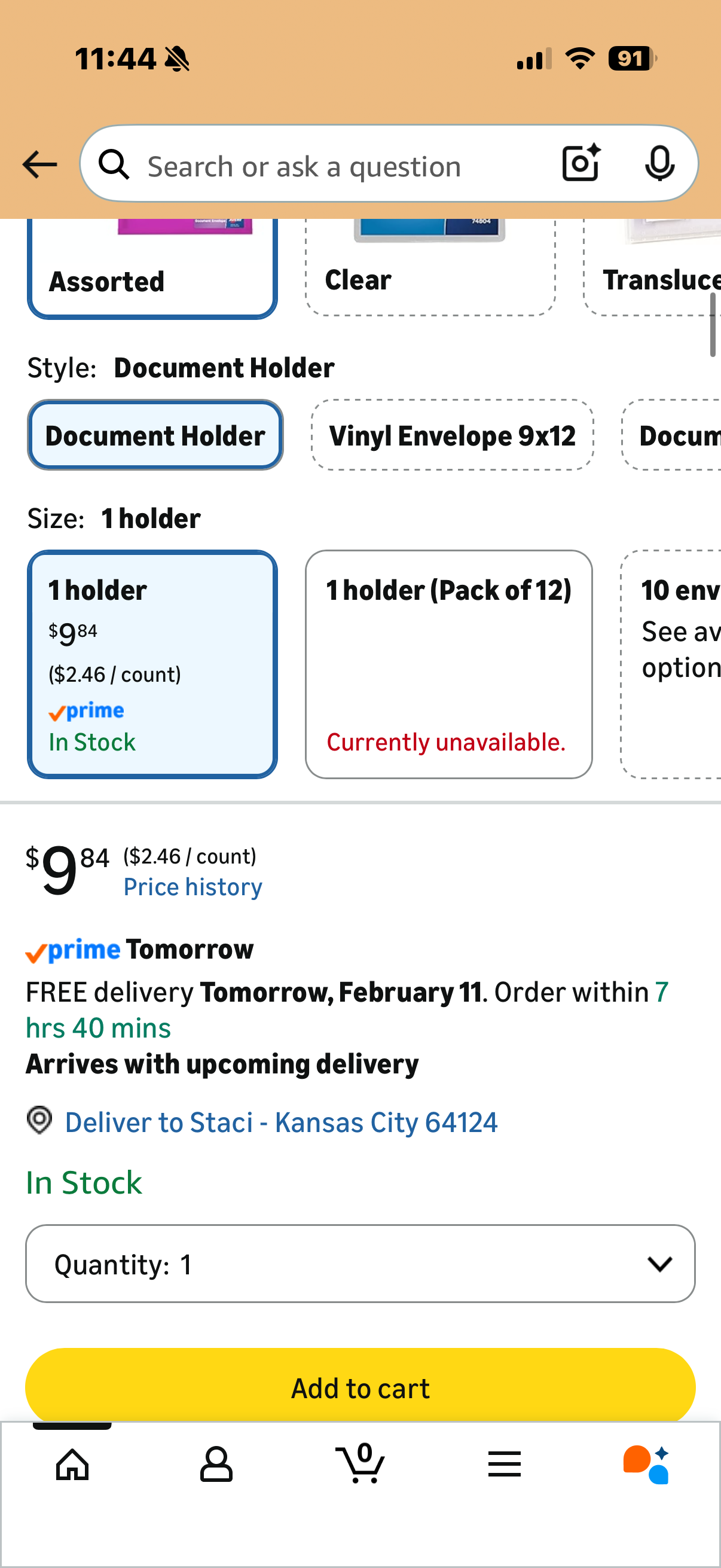 Avery Document Holder Envelope, Holds 450 Letter/A4-Size Sheets, 4-Color 4-Pack