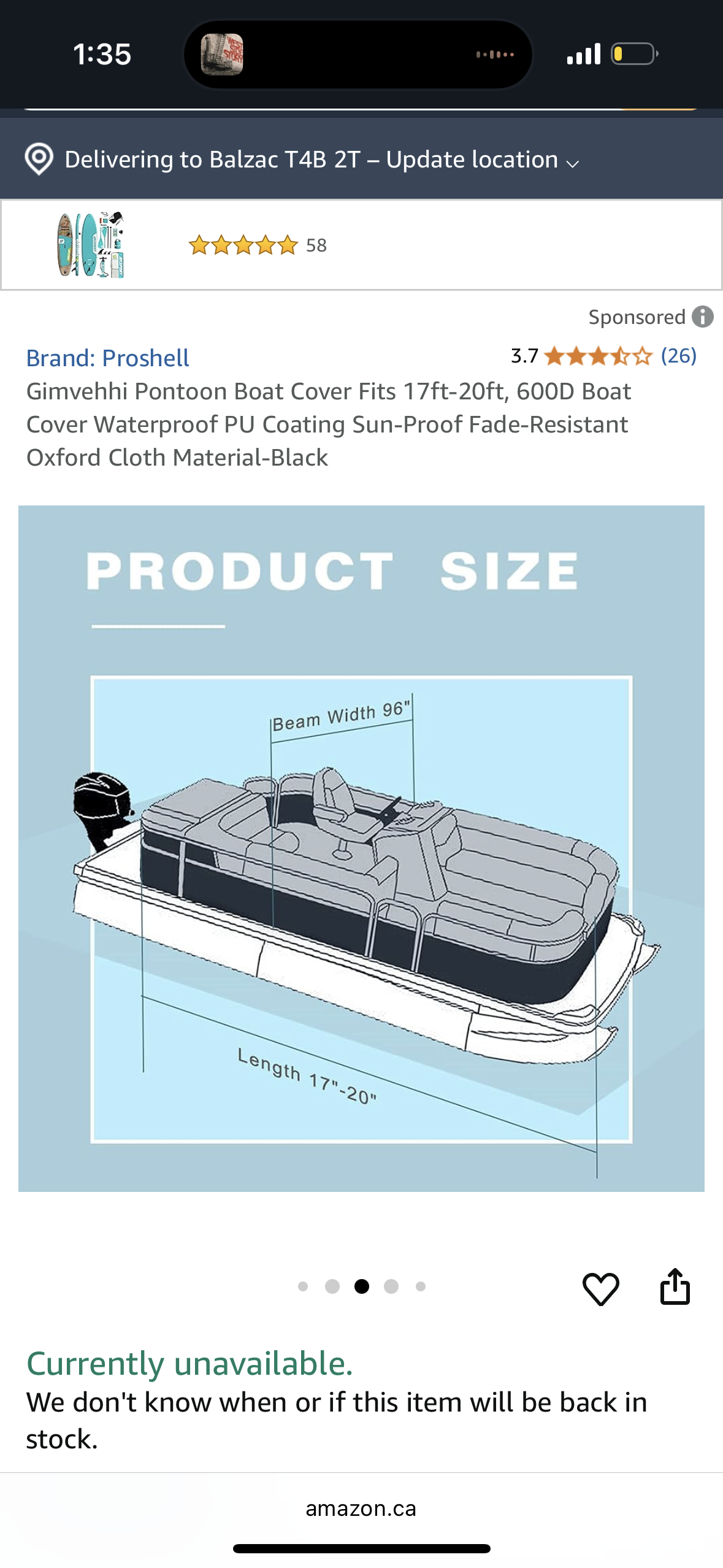Gimvehhi Pontoon Boat Cover Fits 17ft-20ft, Marine Grade Boat Cover Waterproof PU Coating Sun-Proof Windproof Oxford Cloth Material Black