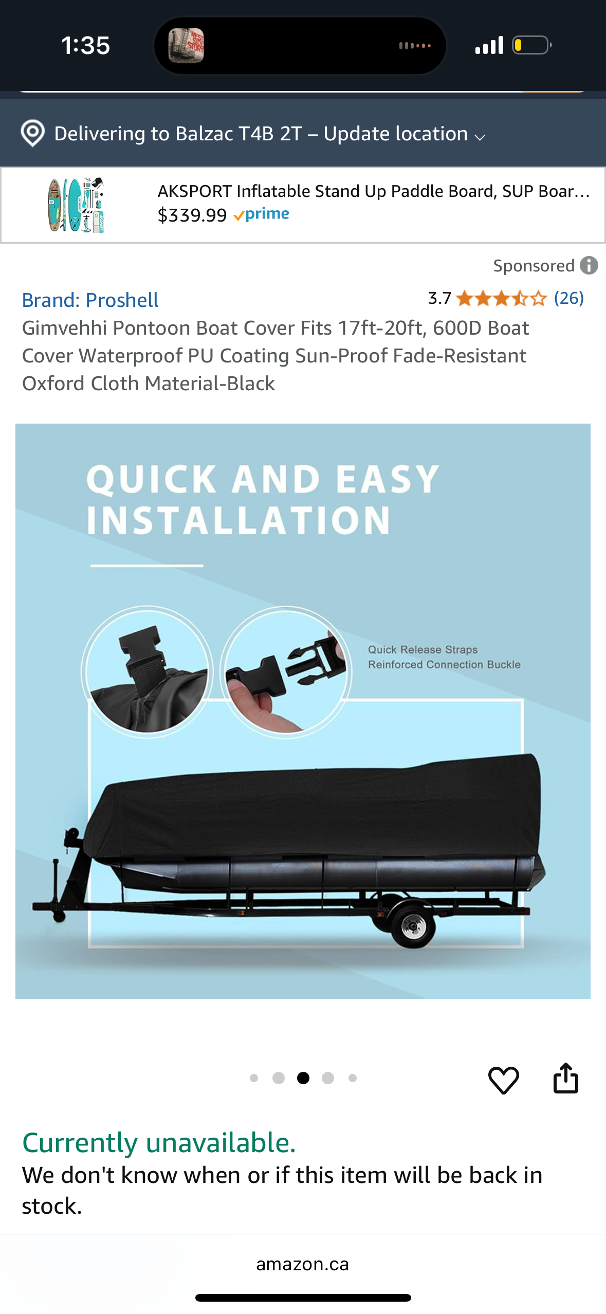 Gimvehhi Pontoon Boat Cover Fits 17ft-20ft, Marine Grade Boat Cover Waterproof PU Coating Sun-Proof Windproof Oxford Cloth Material Black