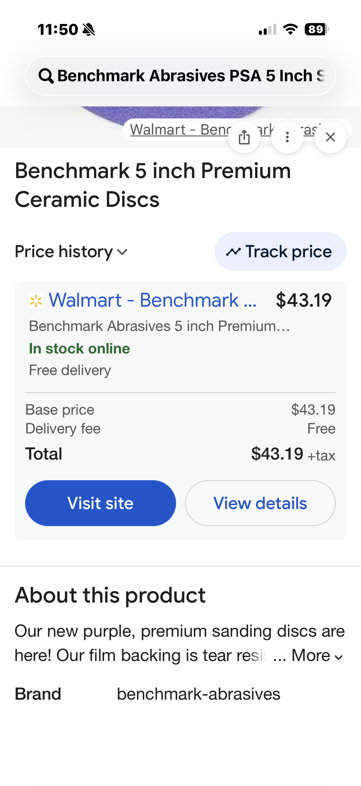 Benchmark Abrasives PSA 5 Inch Self Adhesive Sanding Discs w/Ceramic Grains Purple DA Sandpaper 5 Inch Sanding Discs with tab Surface Blending Finishing Automotive Orbital Sanders (50 Pack), 400 Grit