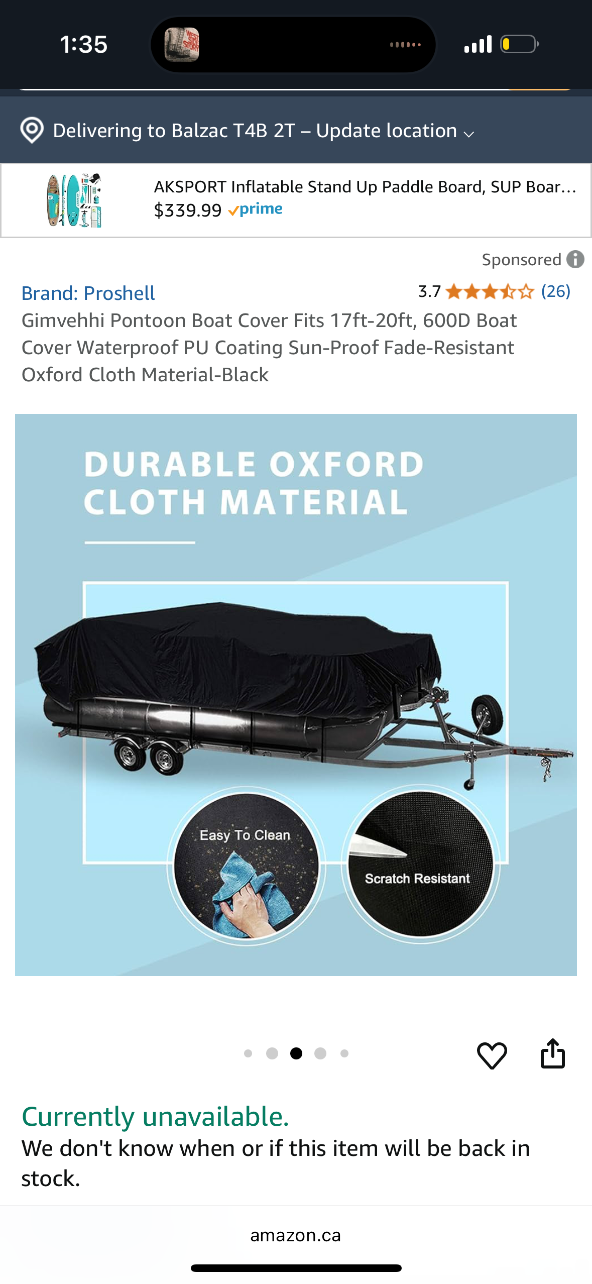 Gimvehhi Pontoon Boat Cover Fits 17ft-20ft, Marine Grade Boat Cover Waterproof PU Coating Sun-Proof Windproof Oxford Cloth Material Black