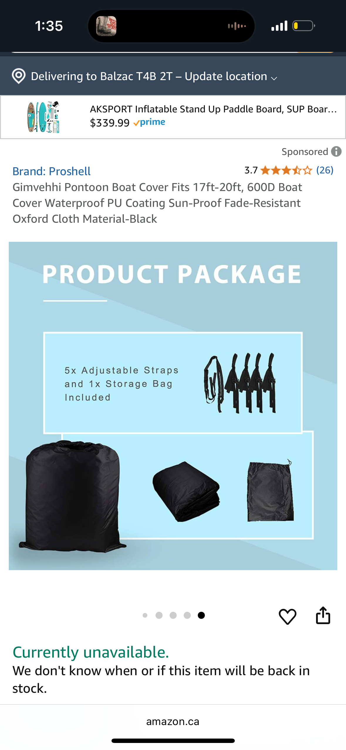 Gimvehhi Pontoon Boat Cover Fits 17ft-20ft, Marine Grade Boat Cover Waterproof PU Coating Sun-Proof Windproof Oxford Cloth Material Black