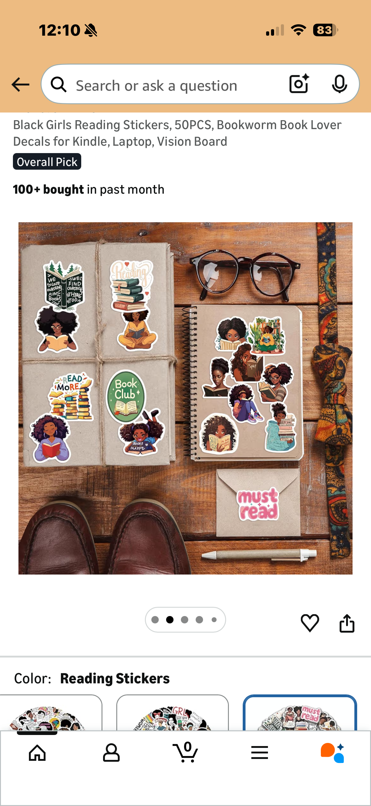 2 packages Girls Reading Stickers, 50PCS, Bookworm Book Lover Decals for Kindle, Laptop, Vision Board