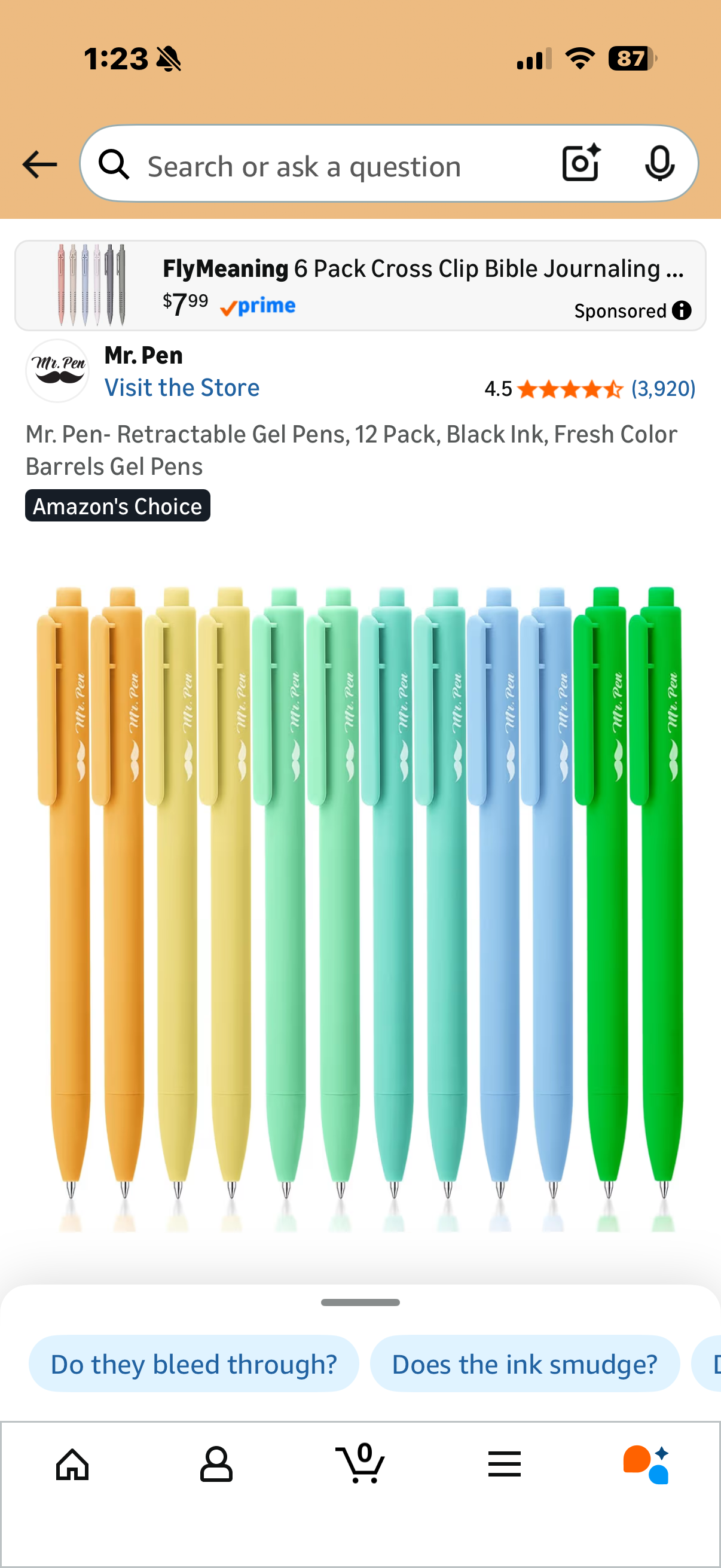 Mr. Pen- Retractable Gel Pens, 12 Pack, Black Ink, Fresh Color Barrels Gel Pens