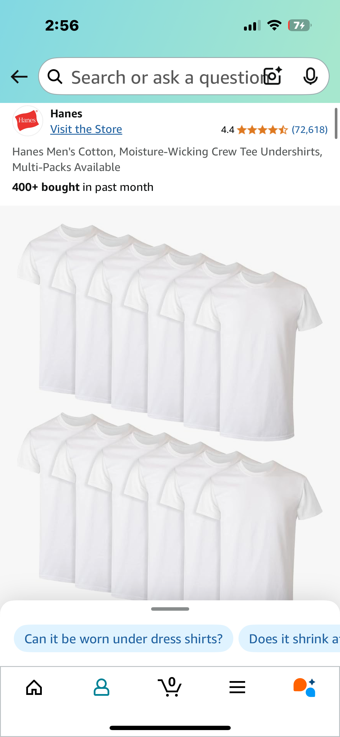 Hanes Men's Cotton, Moisture-Wicking Crew Tee Undershirts, Multi-Packs Available 2XL